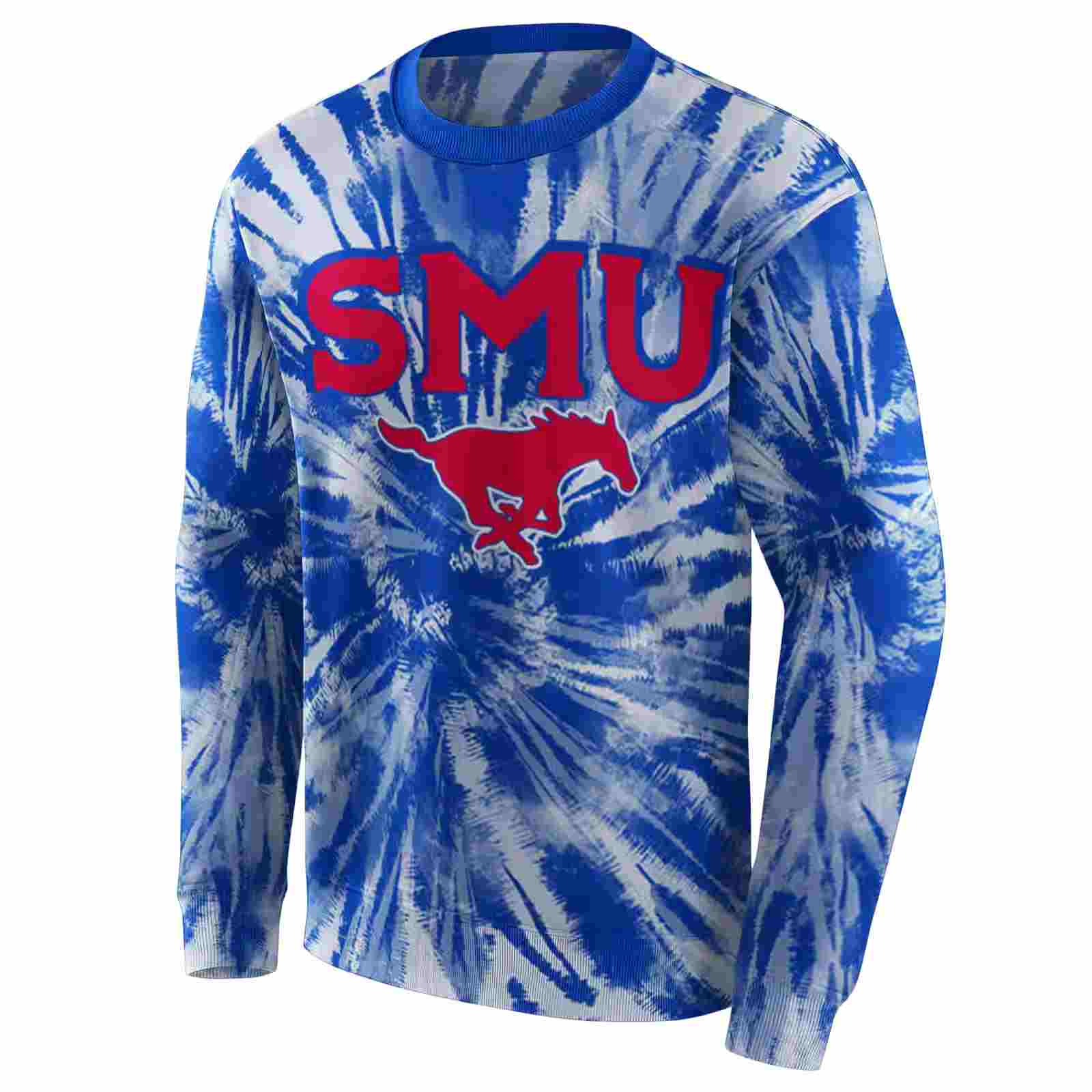 smu mustangs tie dye pattern blue hoodie new arrival