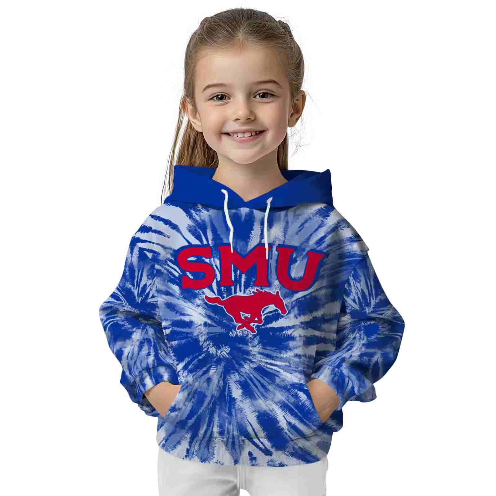 smu mustangs tie dye pattern blue hoodie top rated