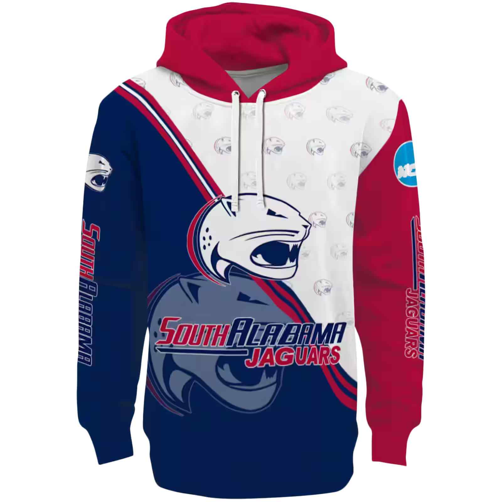 South Alabama Jaguars Diagonal Stripe Blue White Hoodie