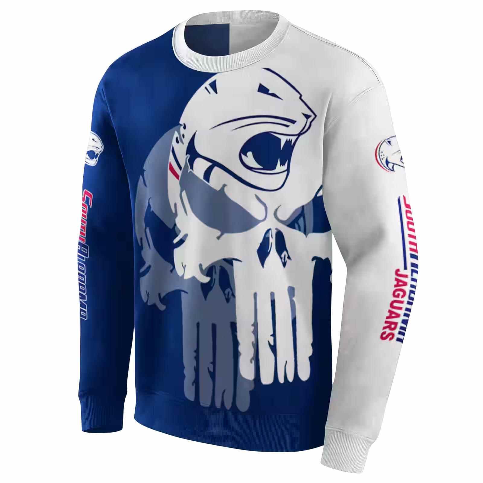 south alabama jaguars graphic punisher blue white hoodie new arrival