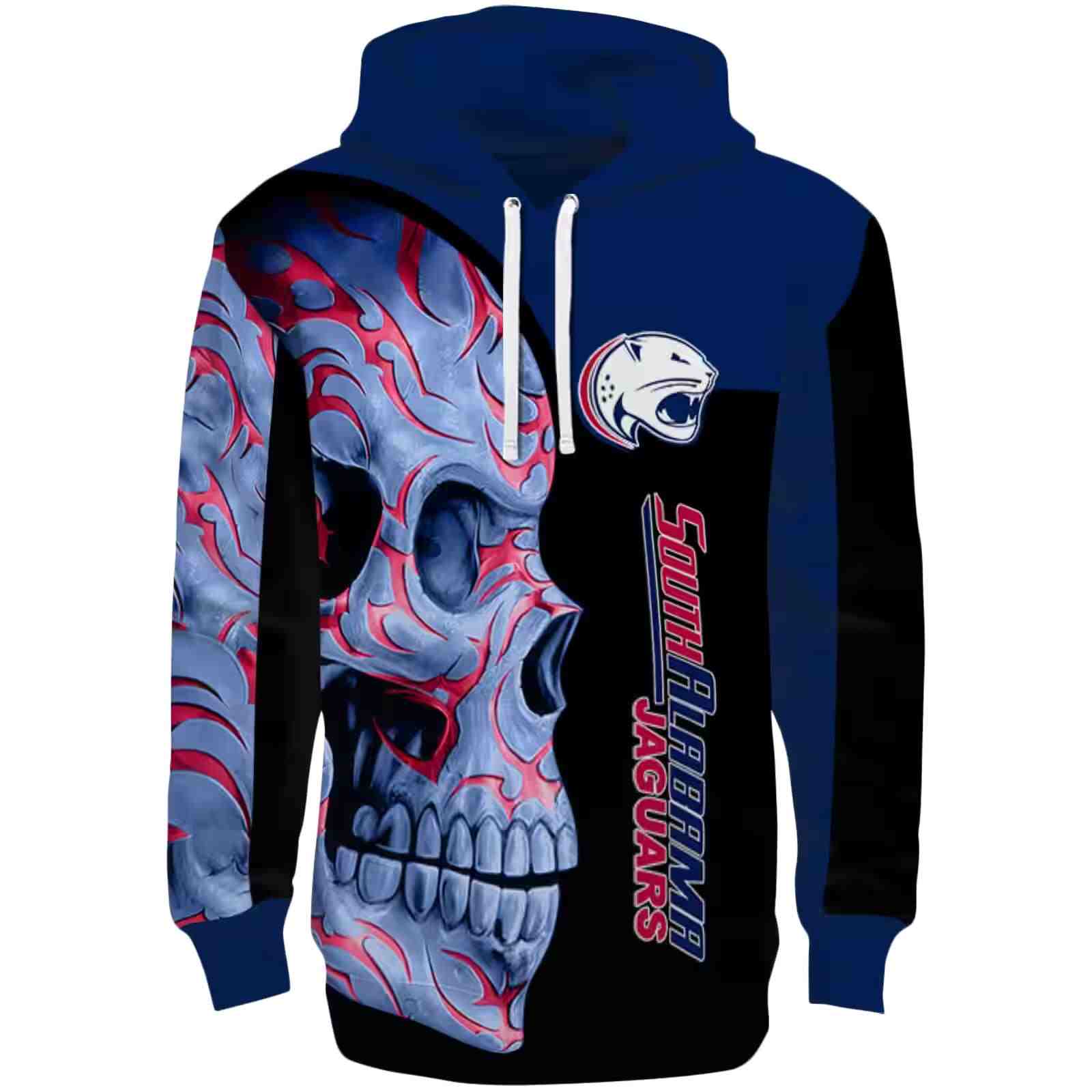 South Alabama Jaguars Skull Motif Blue Black Hoodie