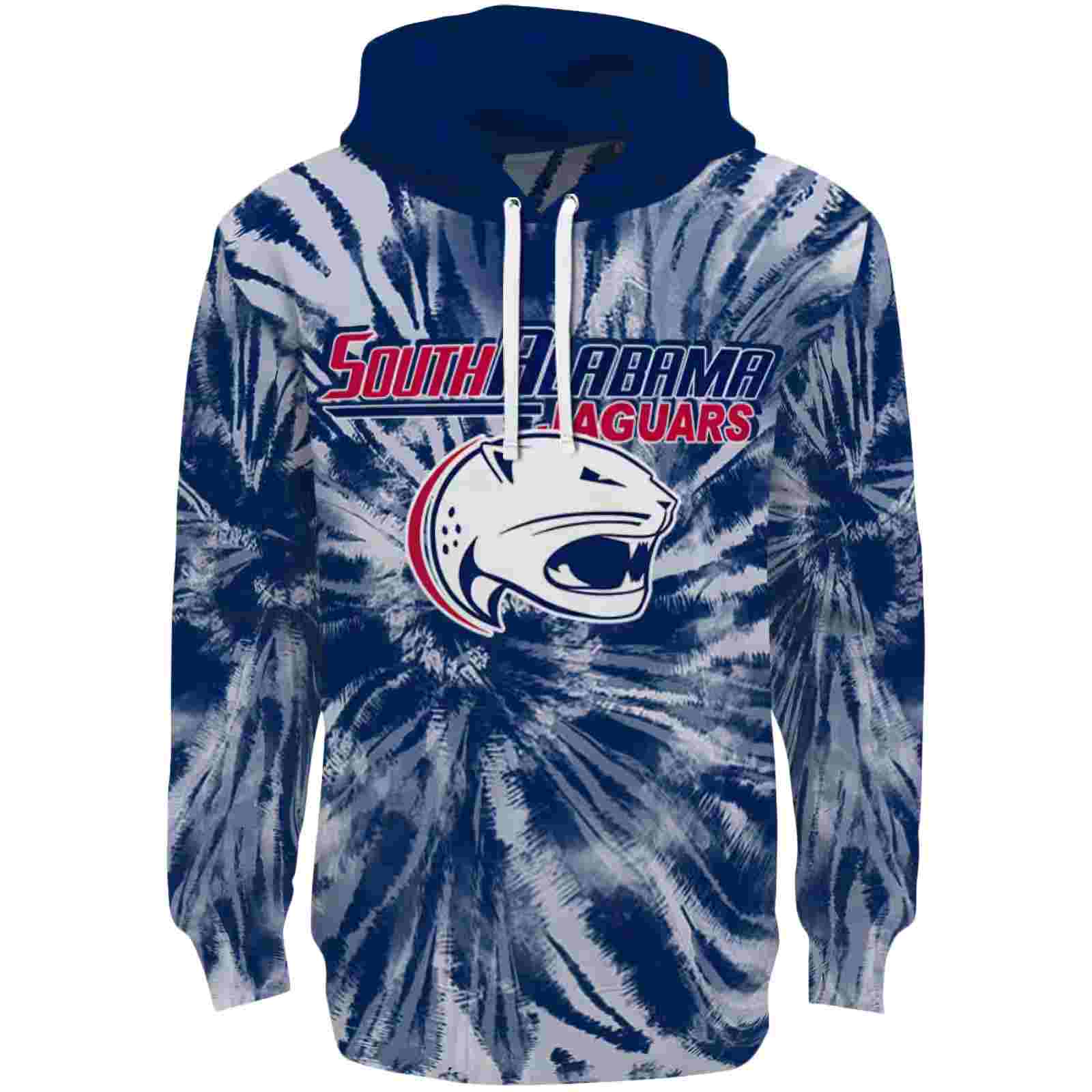 South Alabama Jaguars Tie Dye Pattern Blue Hoodie