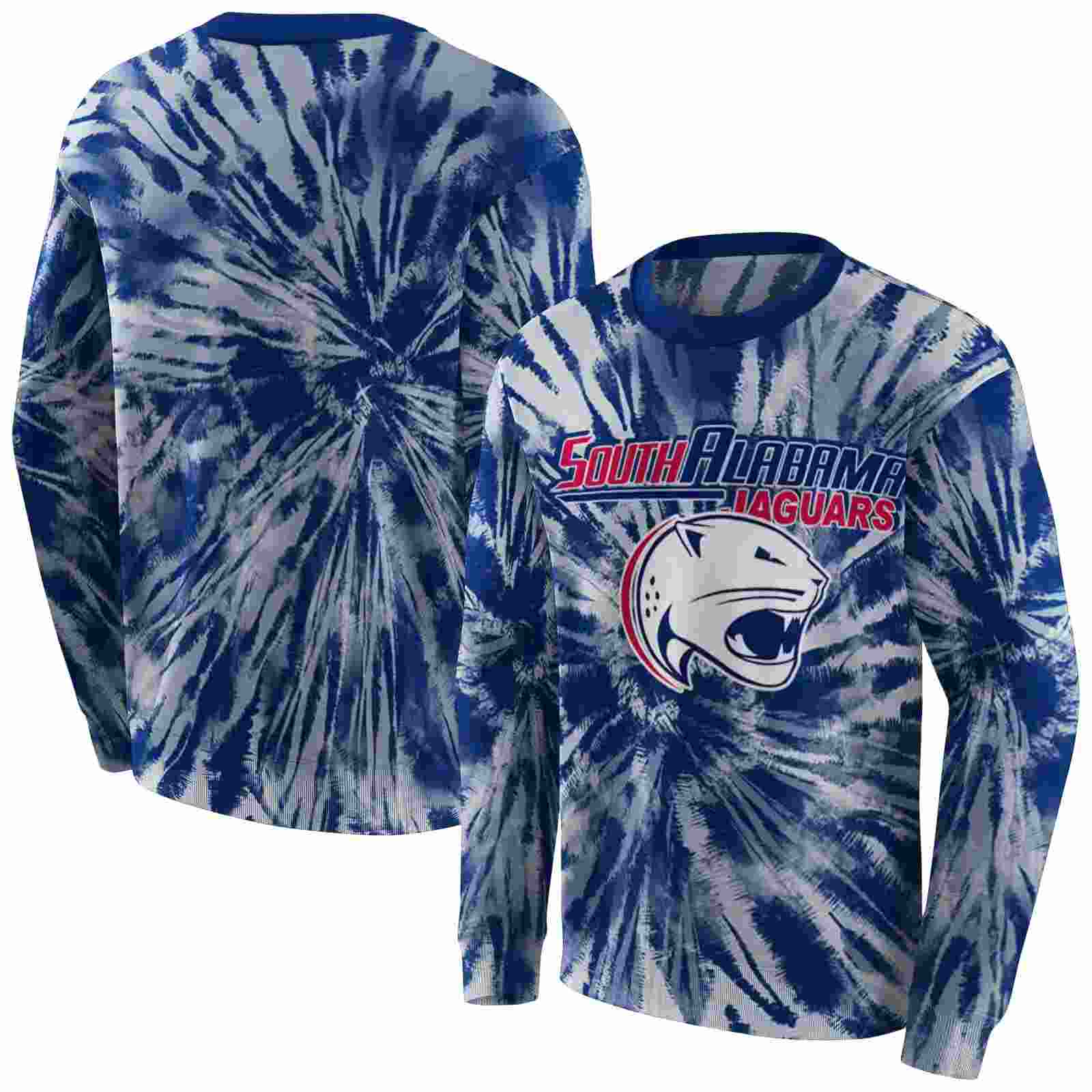 south alabama jaguars tie dye pattern blue hoodie premium grade