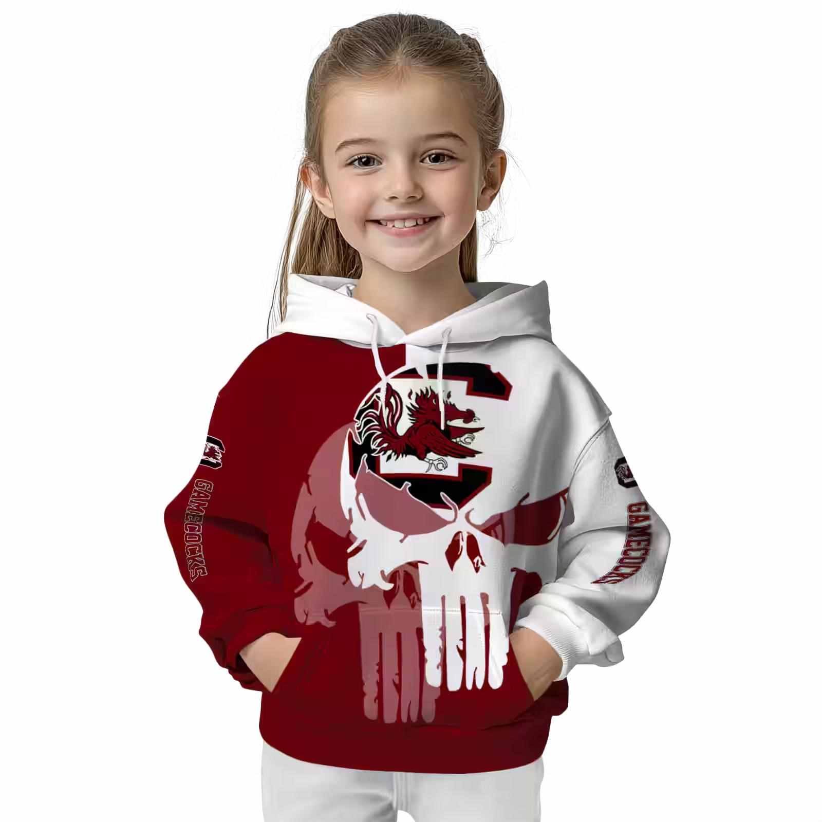 south carolina gamecocks graphic punisher garnet white hoodie top rated