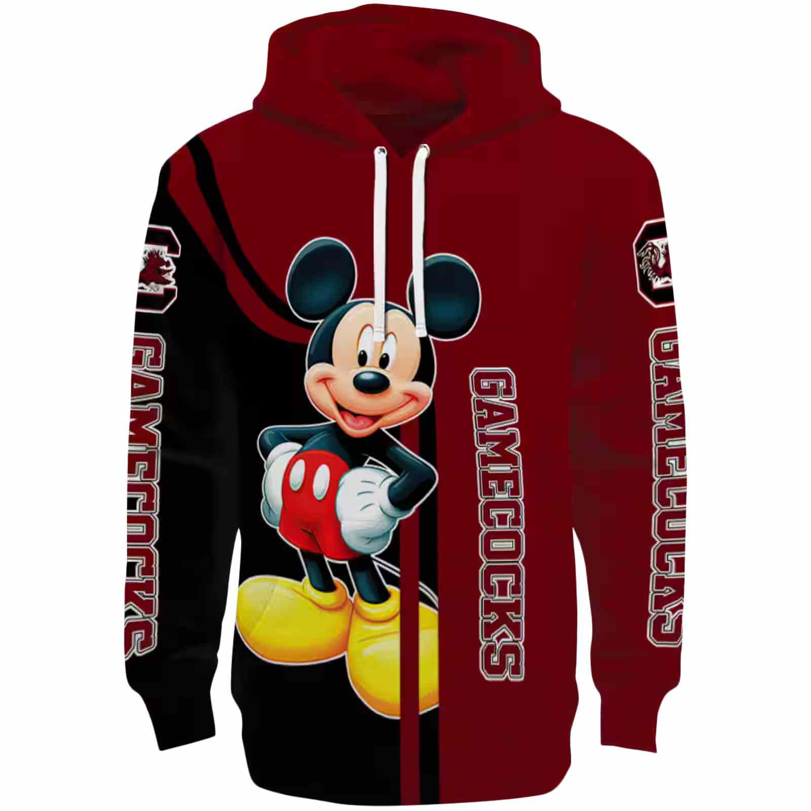 South Carolina Gamecocks Mickey Mouse Garnet Black Hoodie