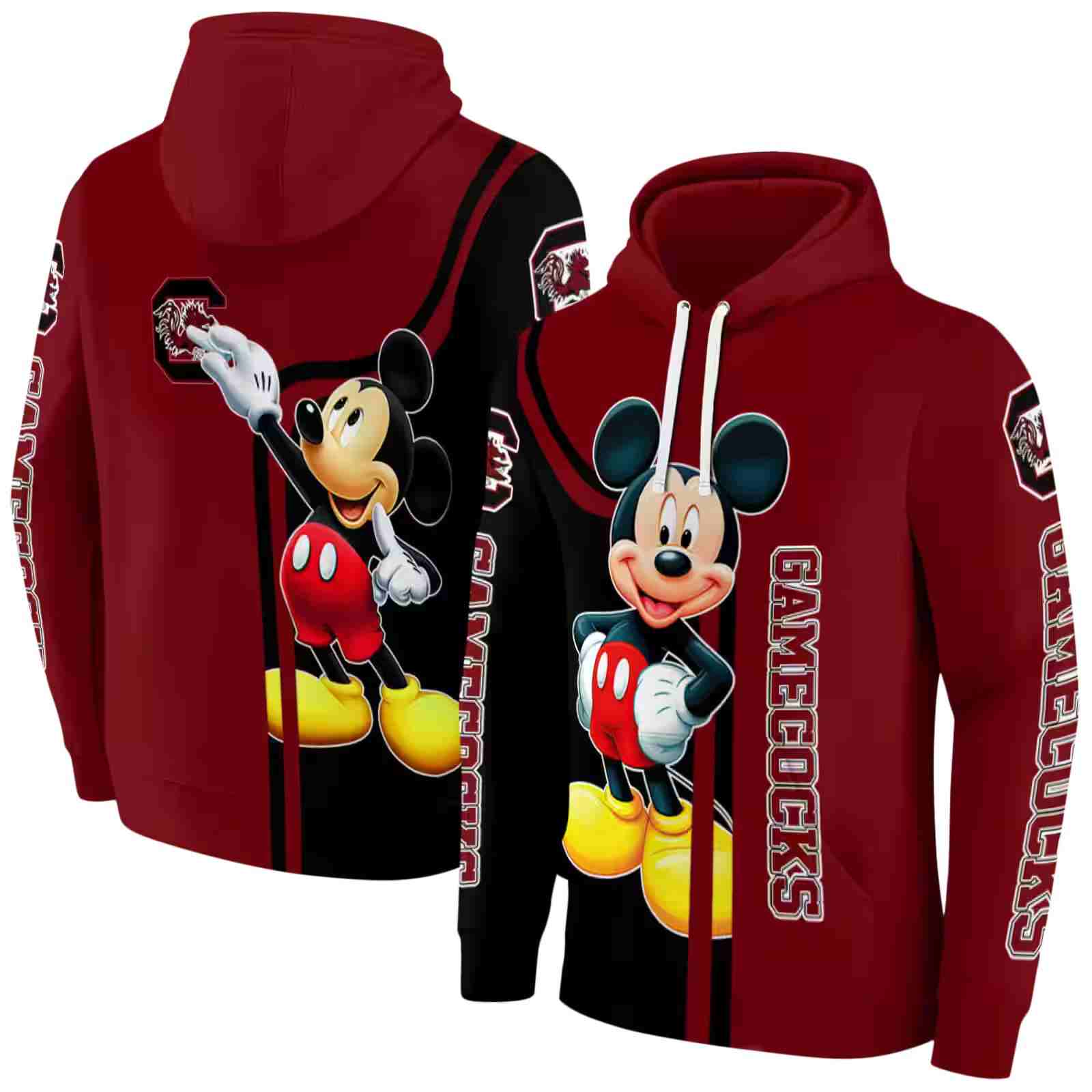 south carolina gamecocks mickey mouse garnet black hoodie fashion forward