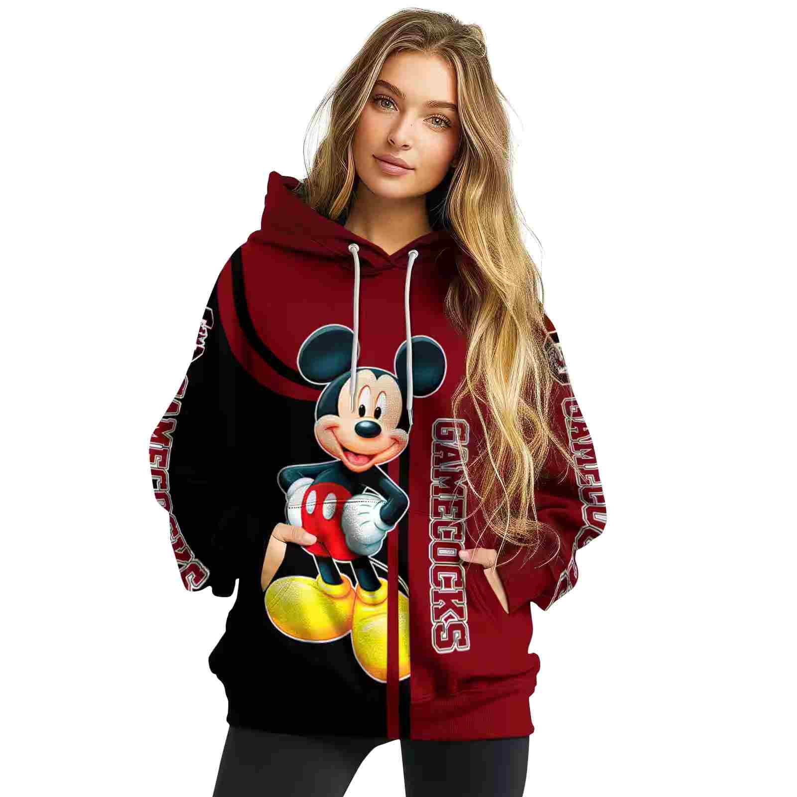 south carolina gamecocks mickey mouse garnet black hoodie high quality