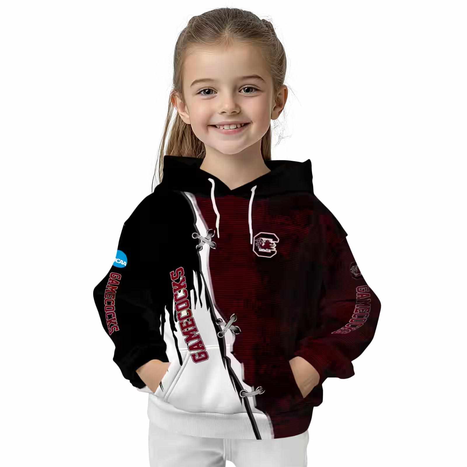 south carolina gamecocks ripped pattern garnet black white hoodie top rated