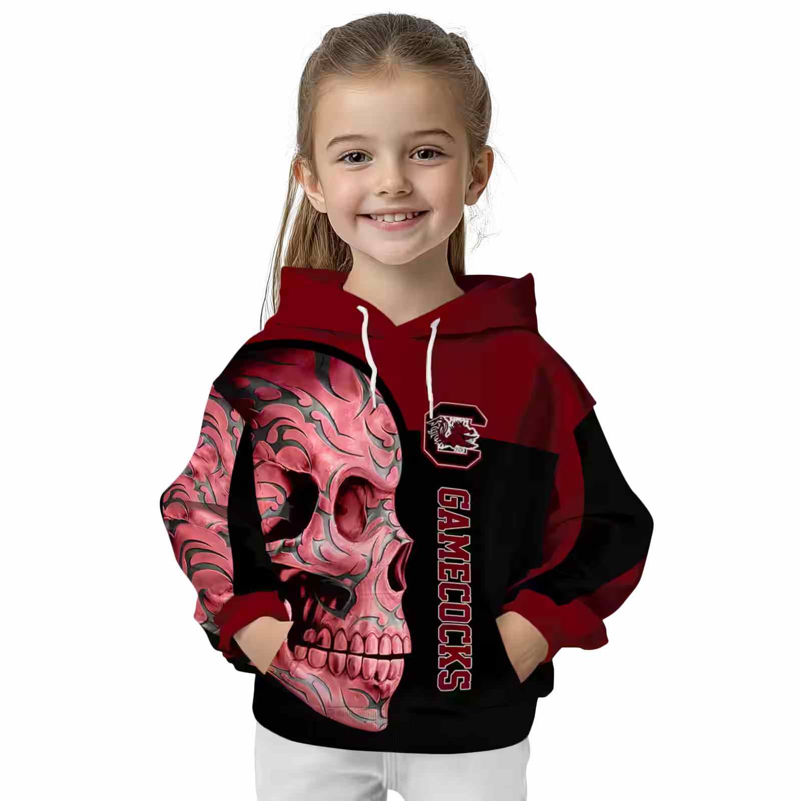 south carolina gamecocks skull motif garnet black hoodie top rated