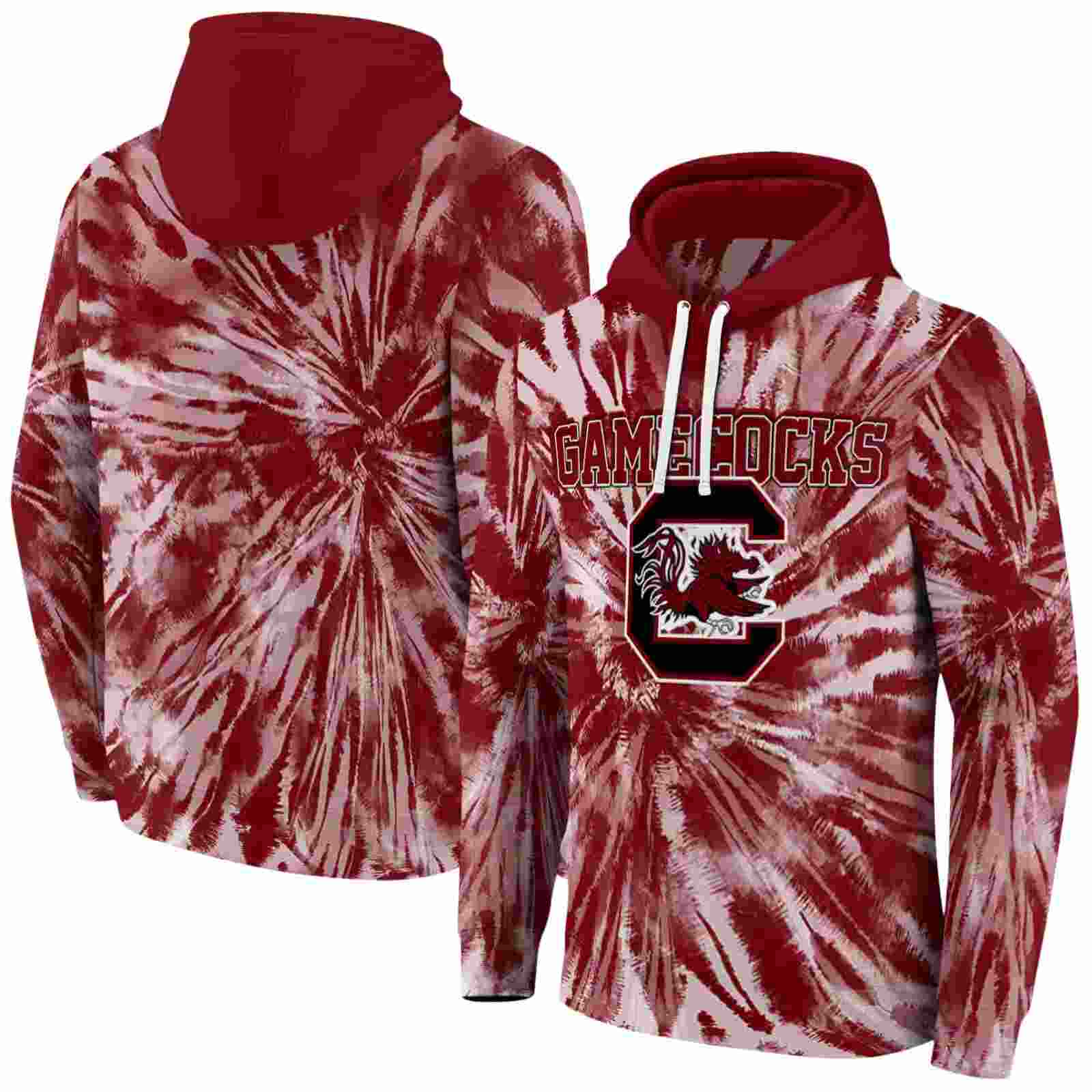 south carolina gamecocks tie dye pattern garnet hoodie fashion forward