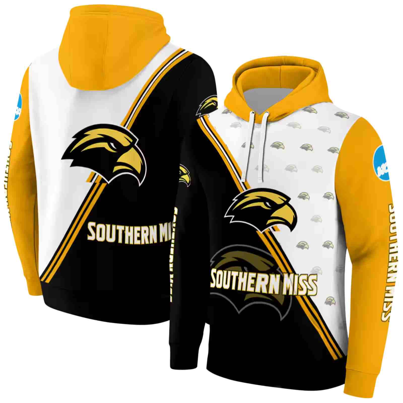 southern miss golden eagles diagonal stripe black white hoodie fashion forward