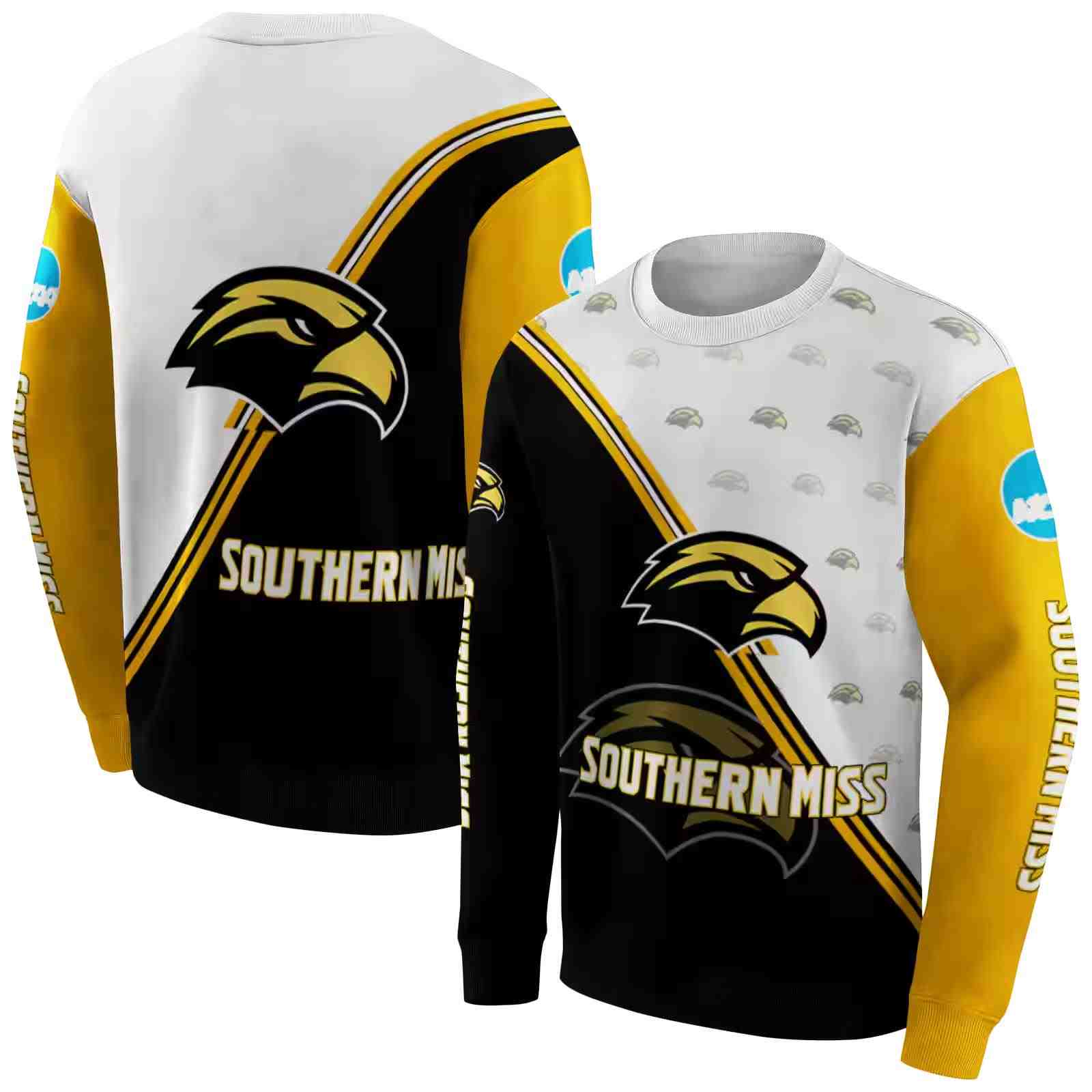 southern miss golden eagles diagonal stripe black white hoodie premium grade