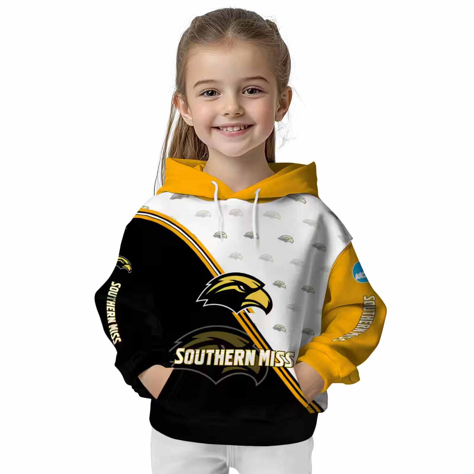 southern miss golden eagles diagonal stripe black white hoodie top rated