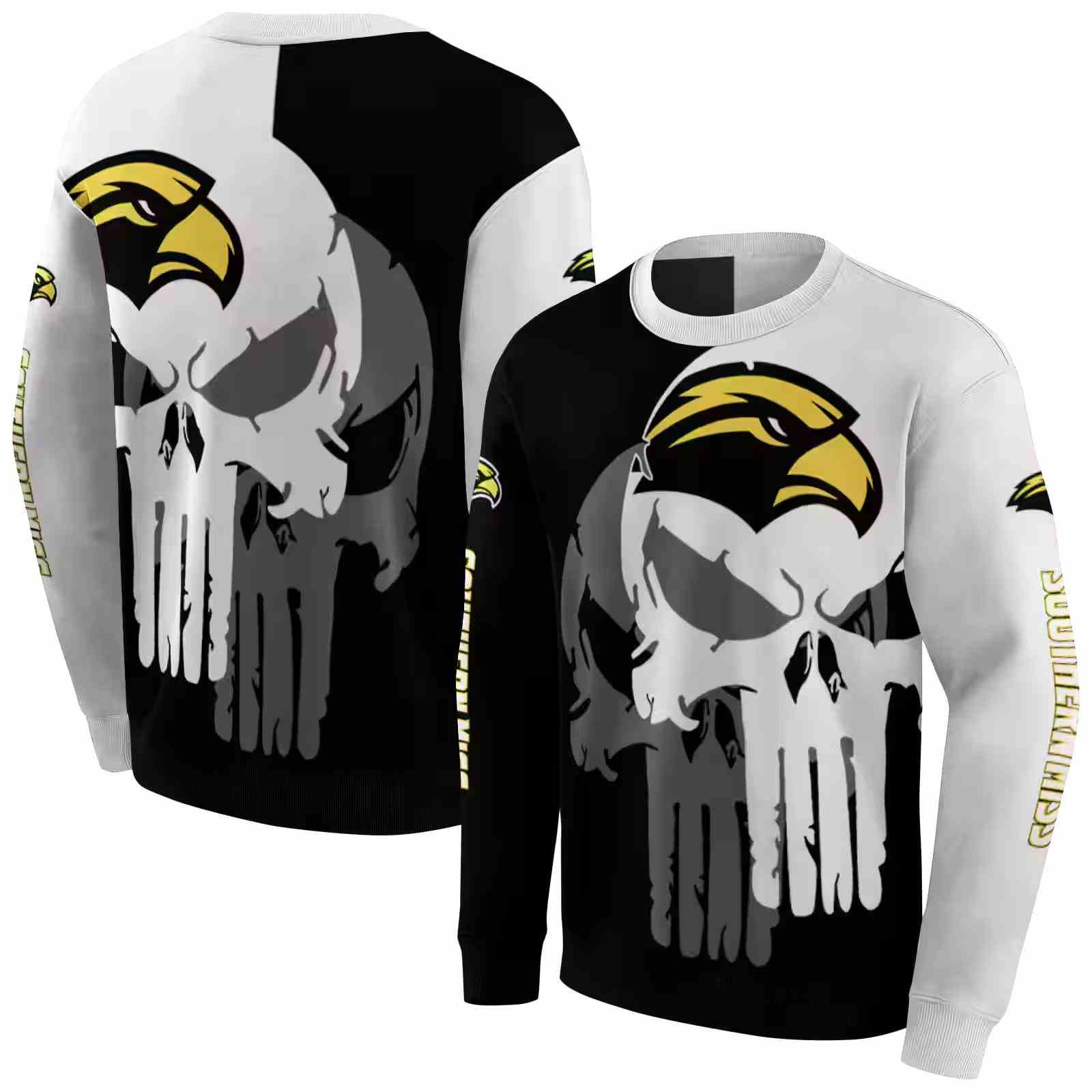 southern miss golden eagles graphic punisher black white hoodie premium grade