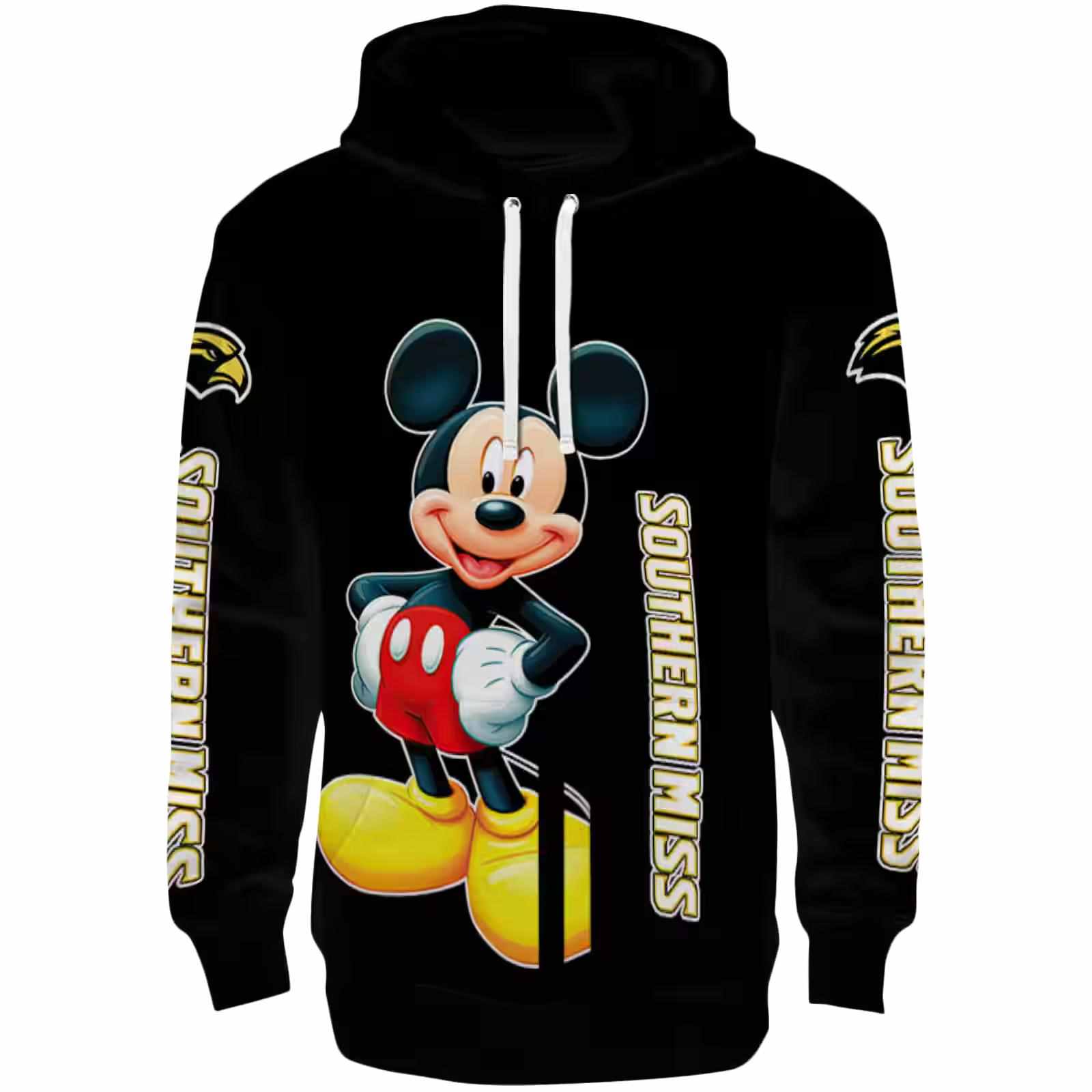 Southern Miss Golden Eagles Mickey Mouse Black Hoodie