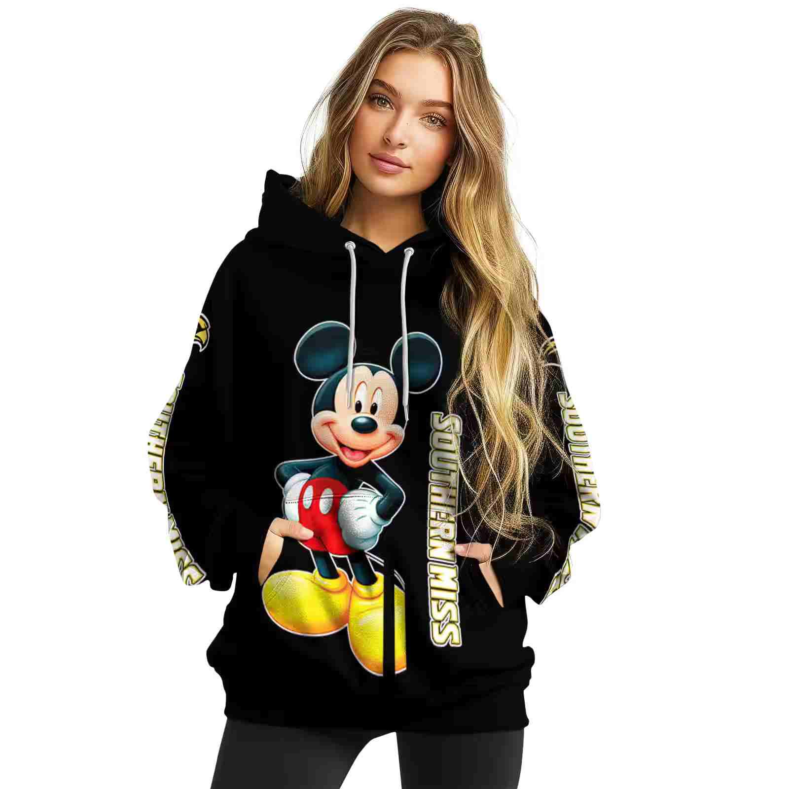 southern miss golden eagles mickey mouse black hoodie high quality