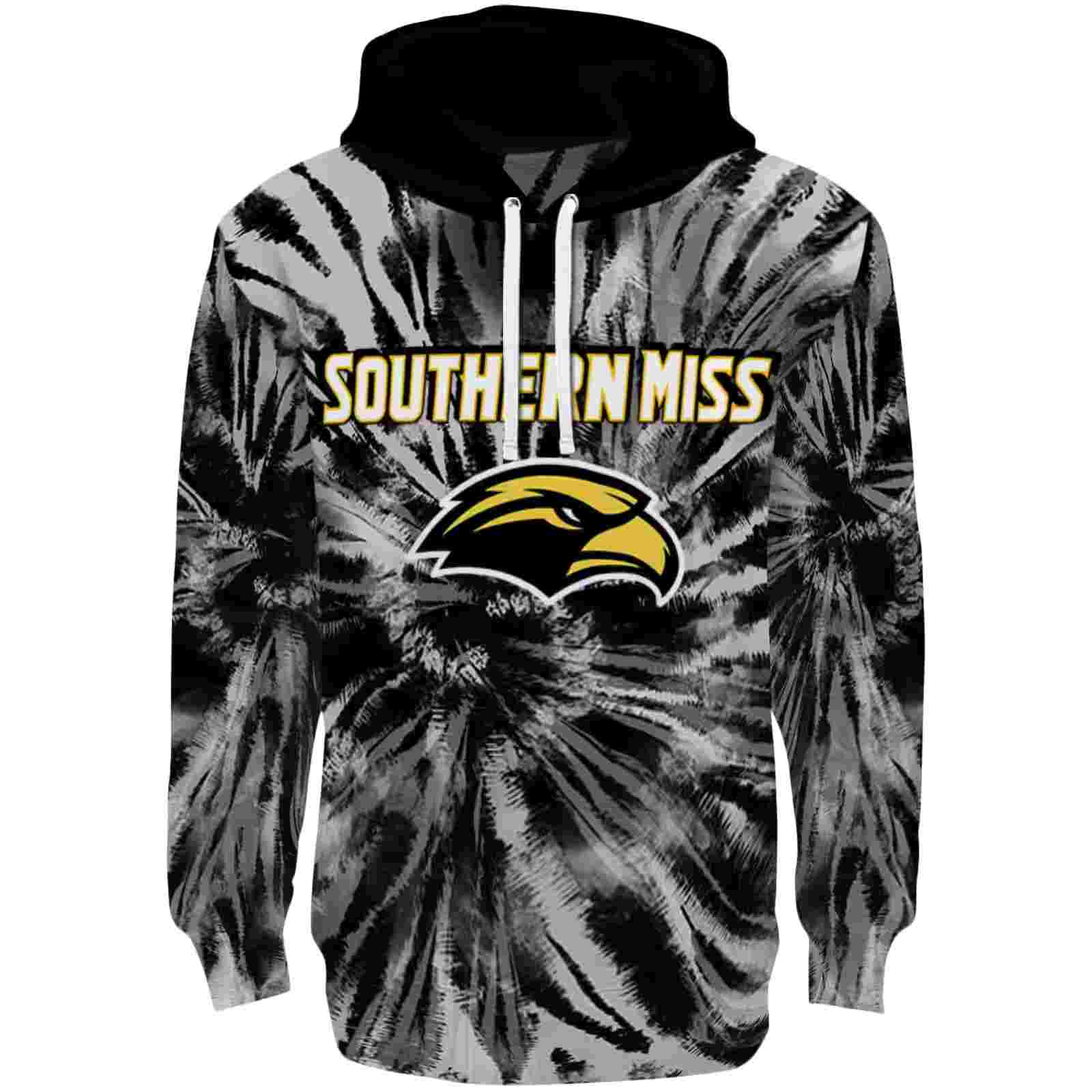 Southern Miss Golden Eagles Tie Dye Pattern Black Hoodie