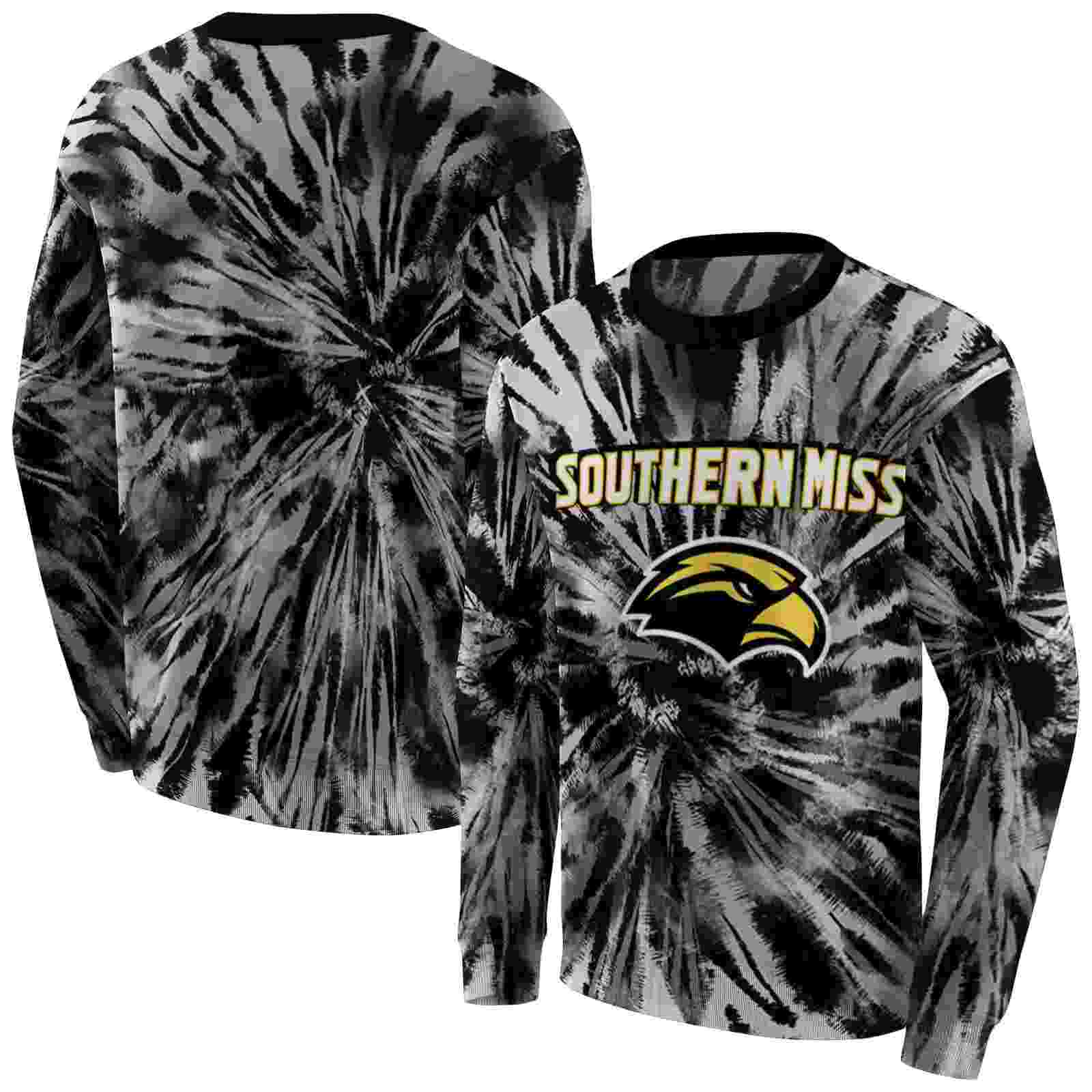 southern miss golden eagles tie dye pattern black hoodie premium grade