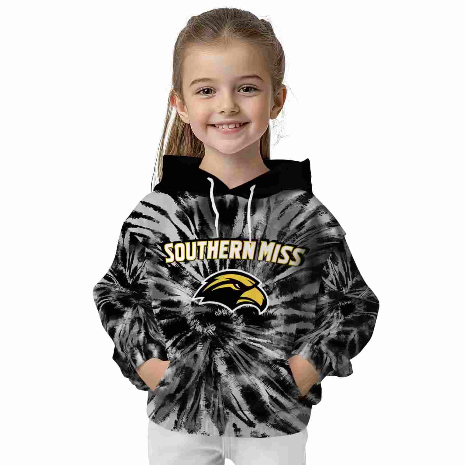 southern miss golden eagles tie dye pattern black hoodie top rated