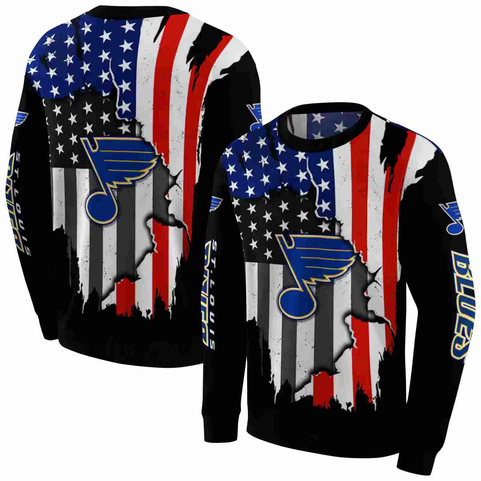 st louis blues american pride black hoodie premium grade