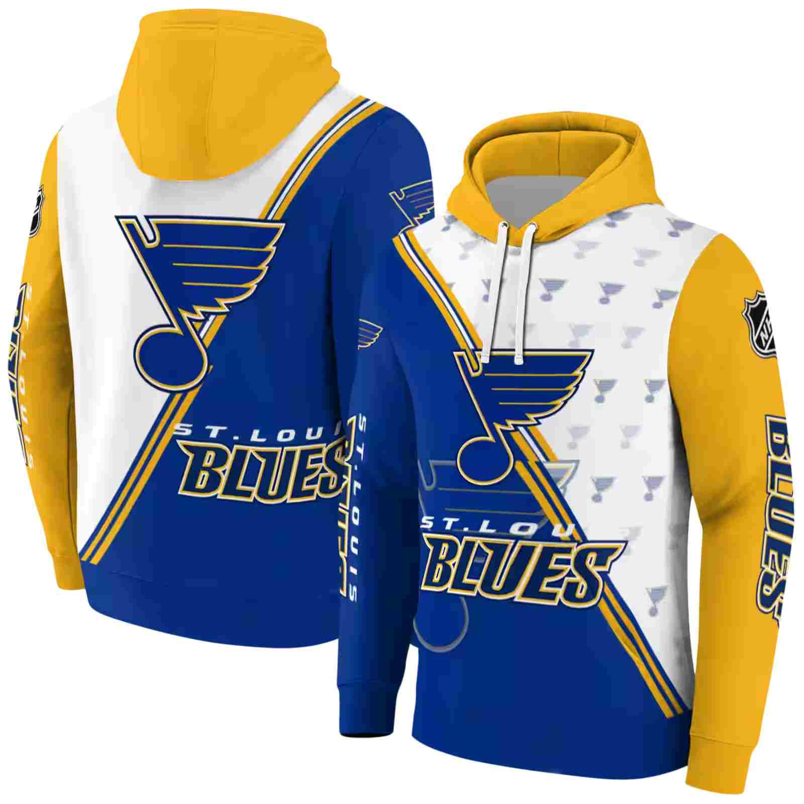 st louis blues diagonal stripe blue white hoodie fashion forward