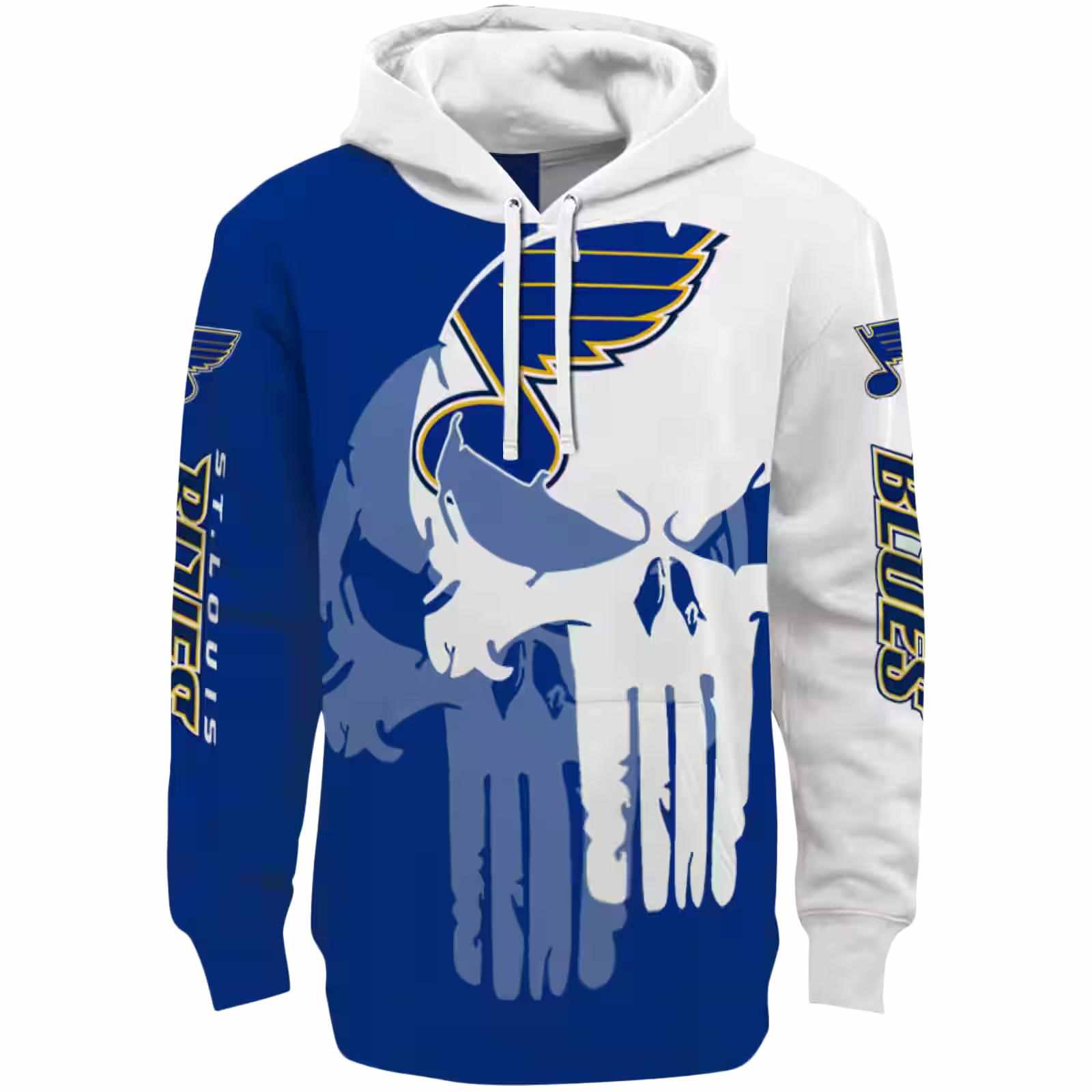 St. Louis Blues Graphic Punisher Blue White Hoodie