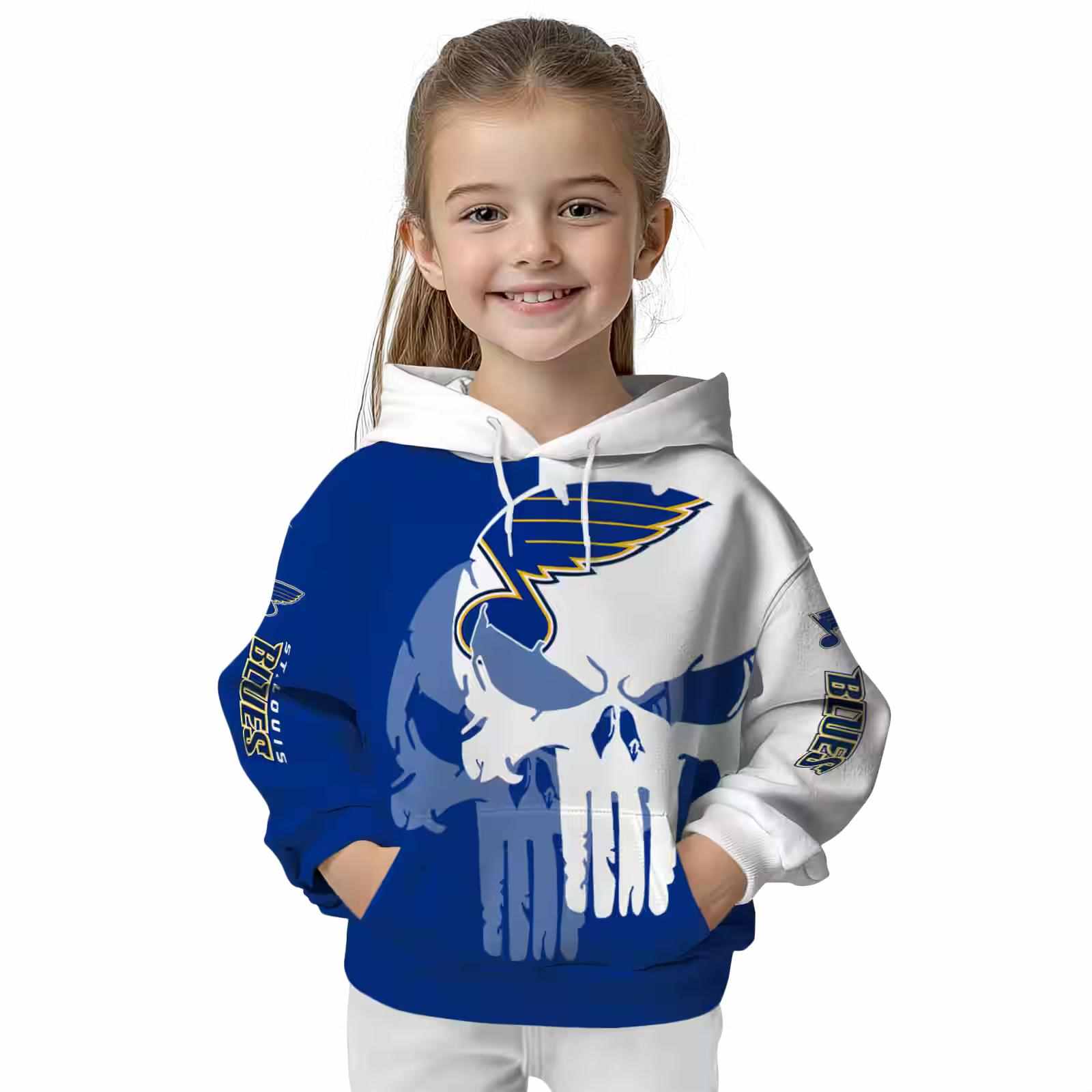 st louis blues graphic punisher blue white hoodie top rated