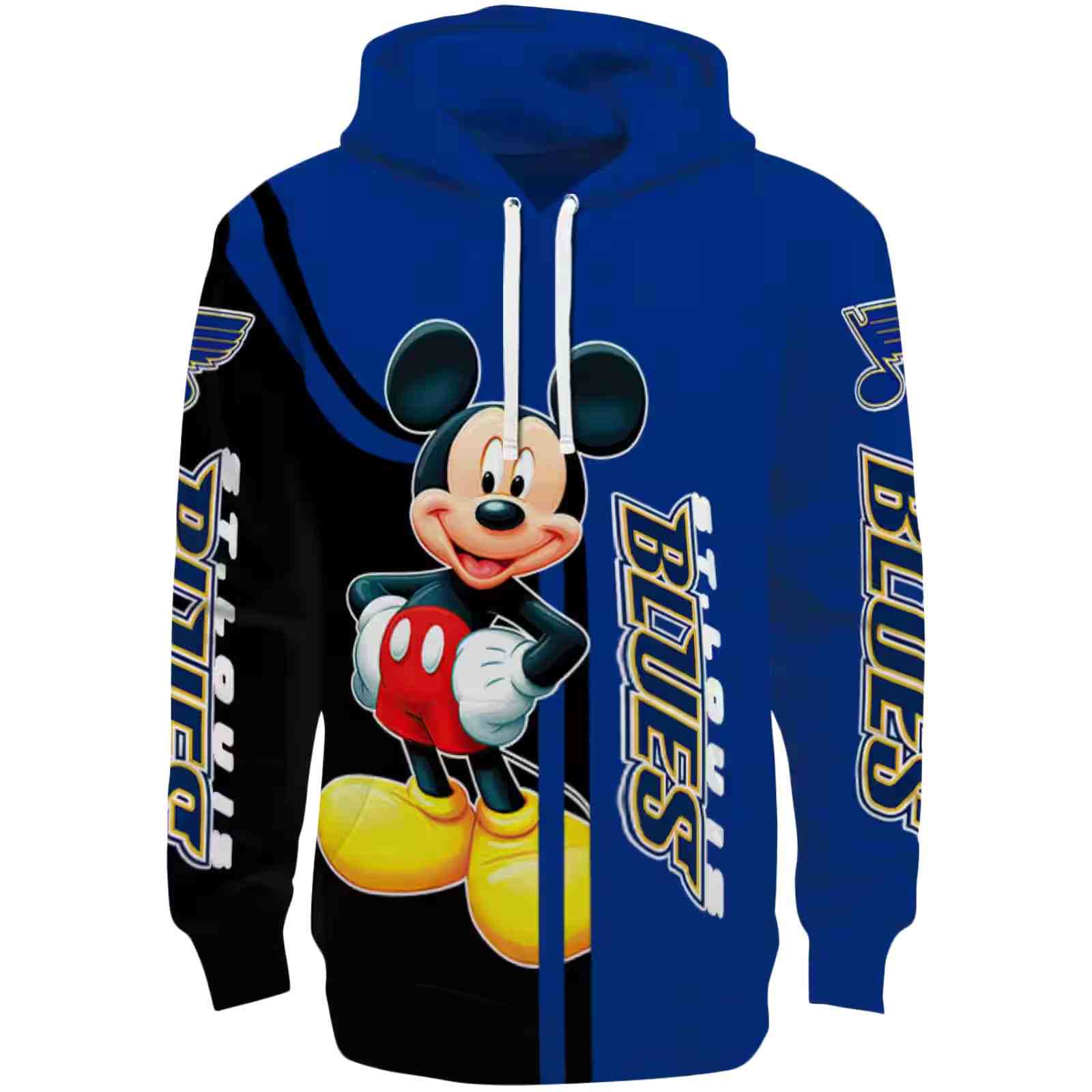 St. Louis Blues Mickey Mouse Blue Black Hoodie