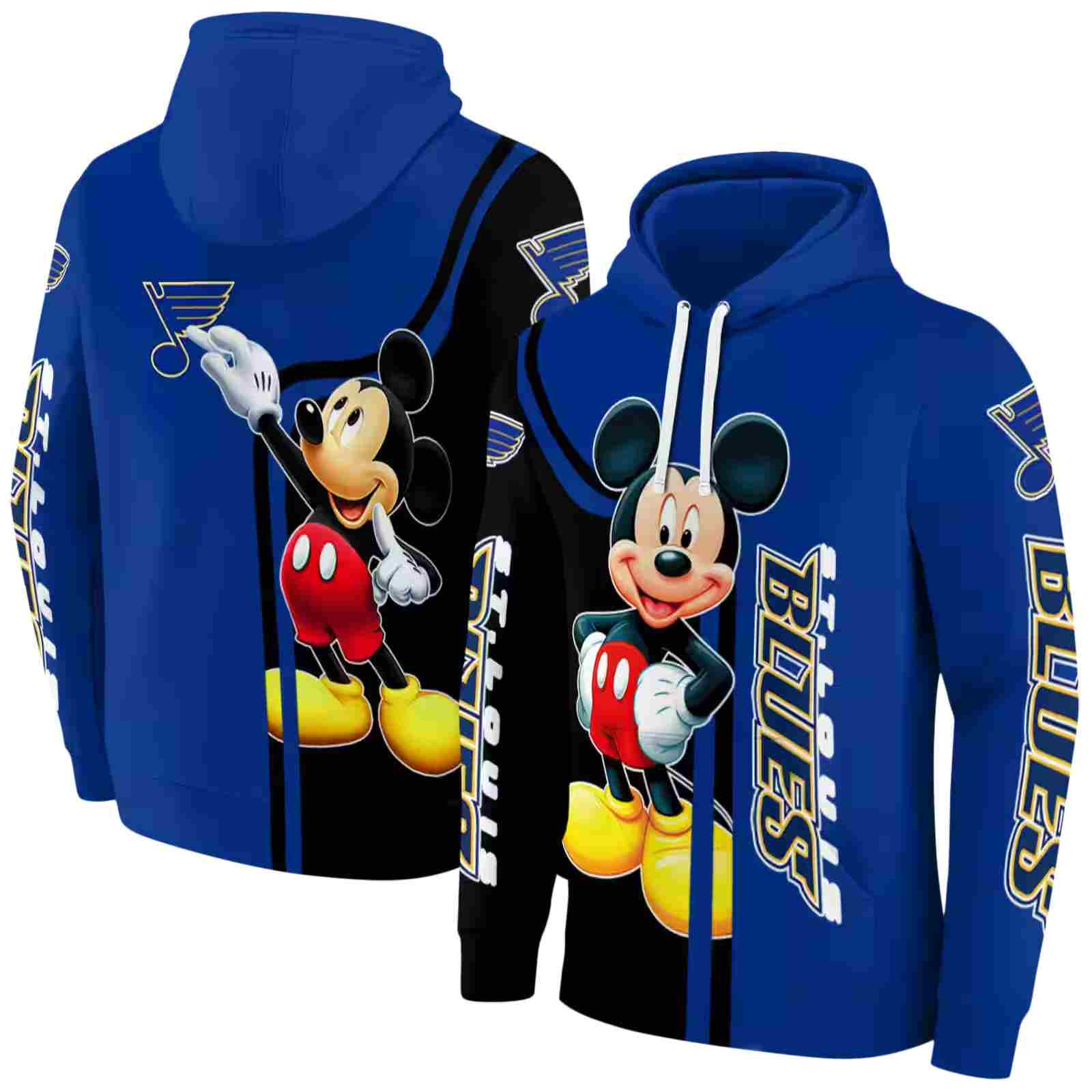 st louis blues mickey mouse blue black hoodie fashion forward