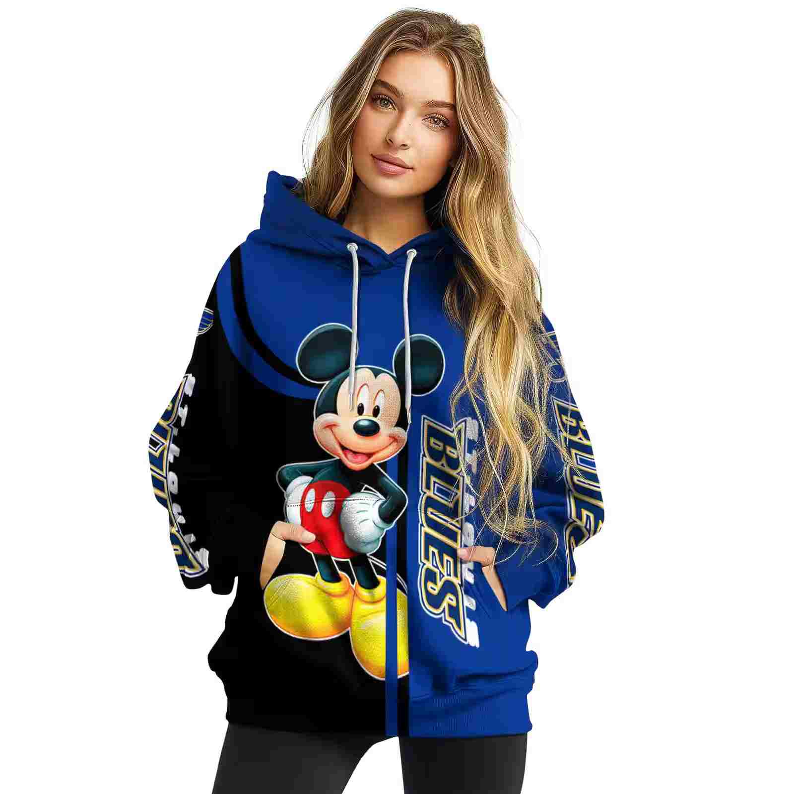 st louis blues mickey mouse blue black hoodie high quality