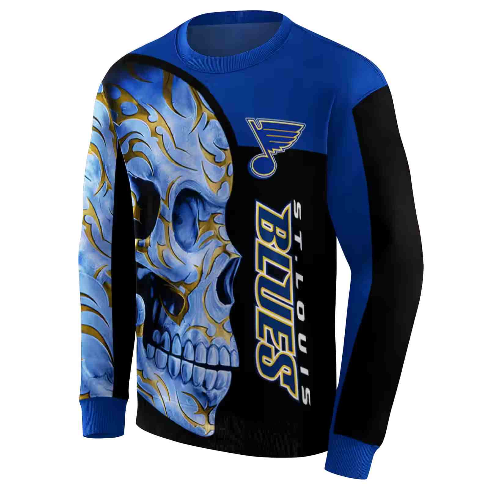 st louis blues skull motif blue black hoodie new arrival