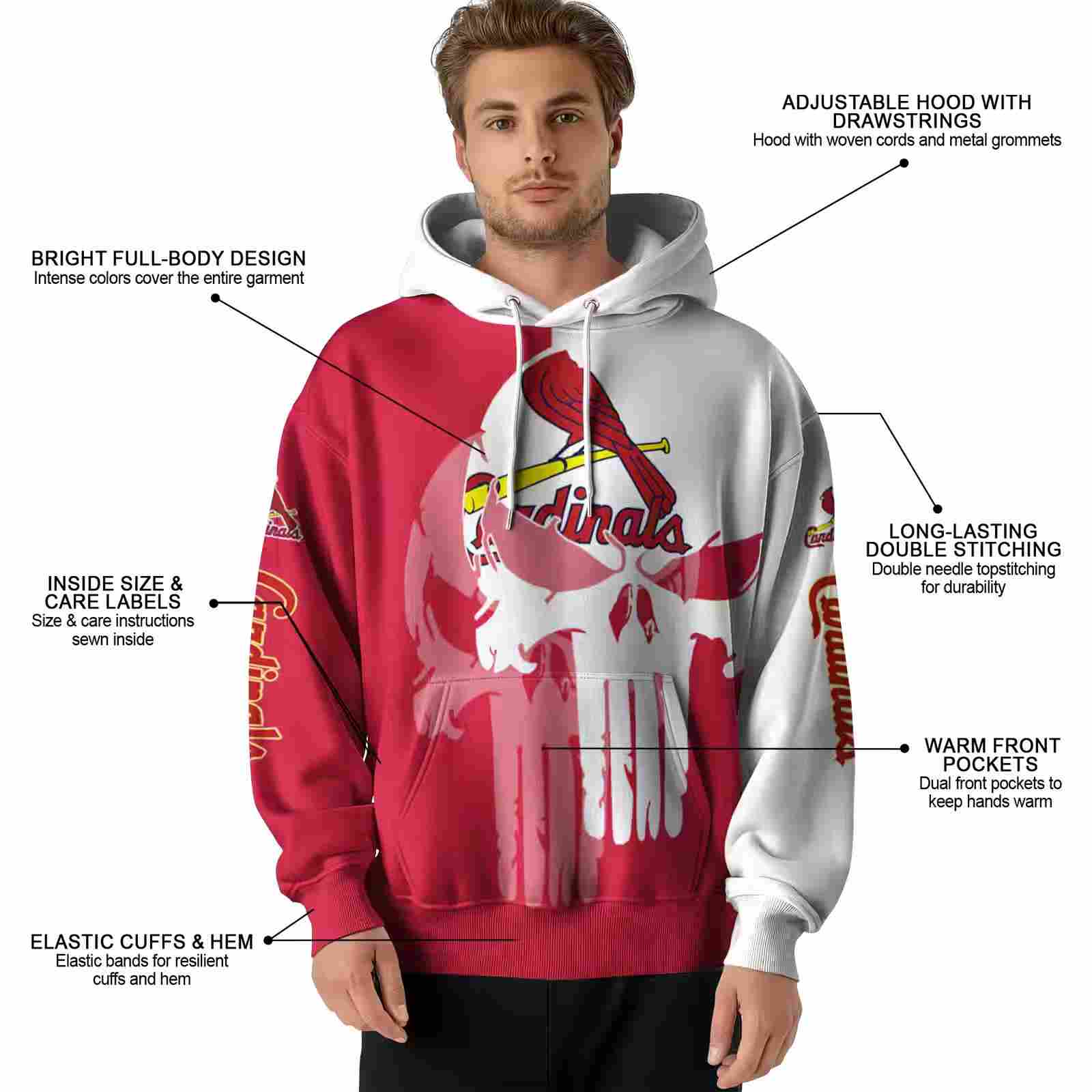 st louis cardinals graphic punisher red white hoodie latest model