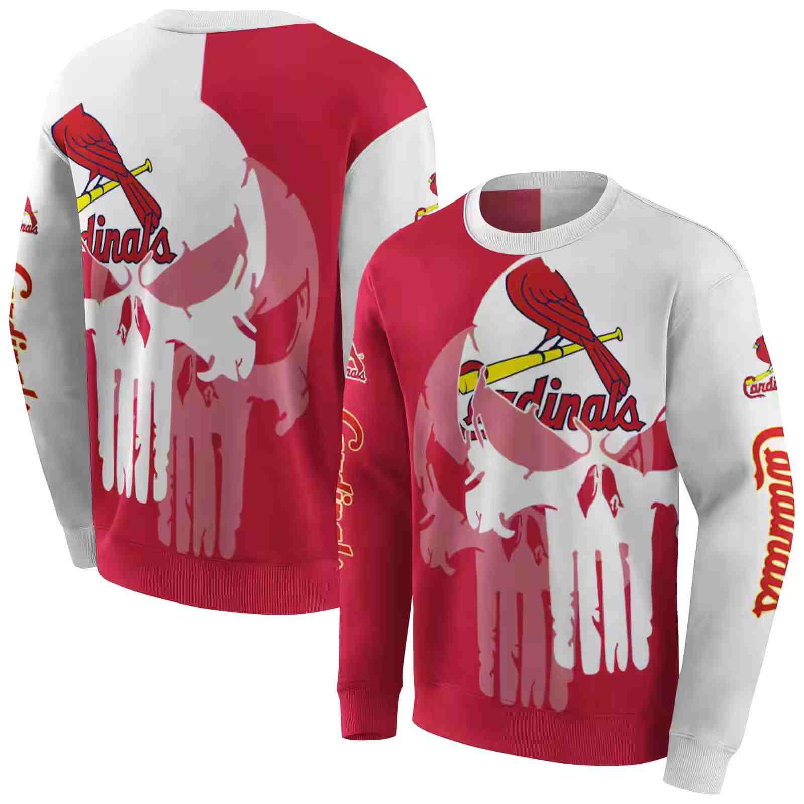 st louis cardinals graphic punisher red white hoodie premium grade