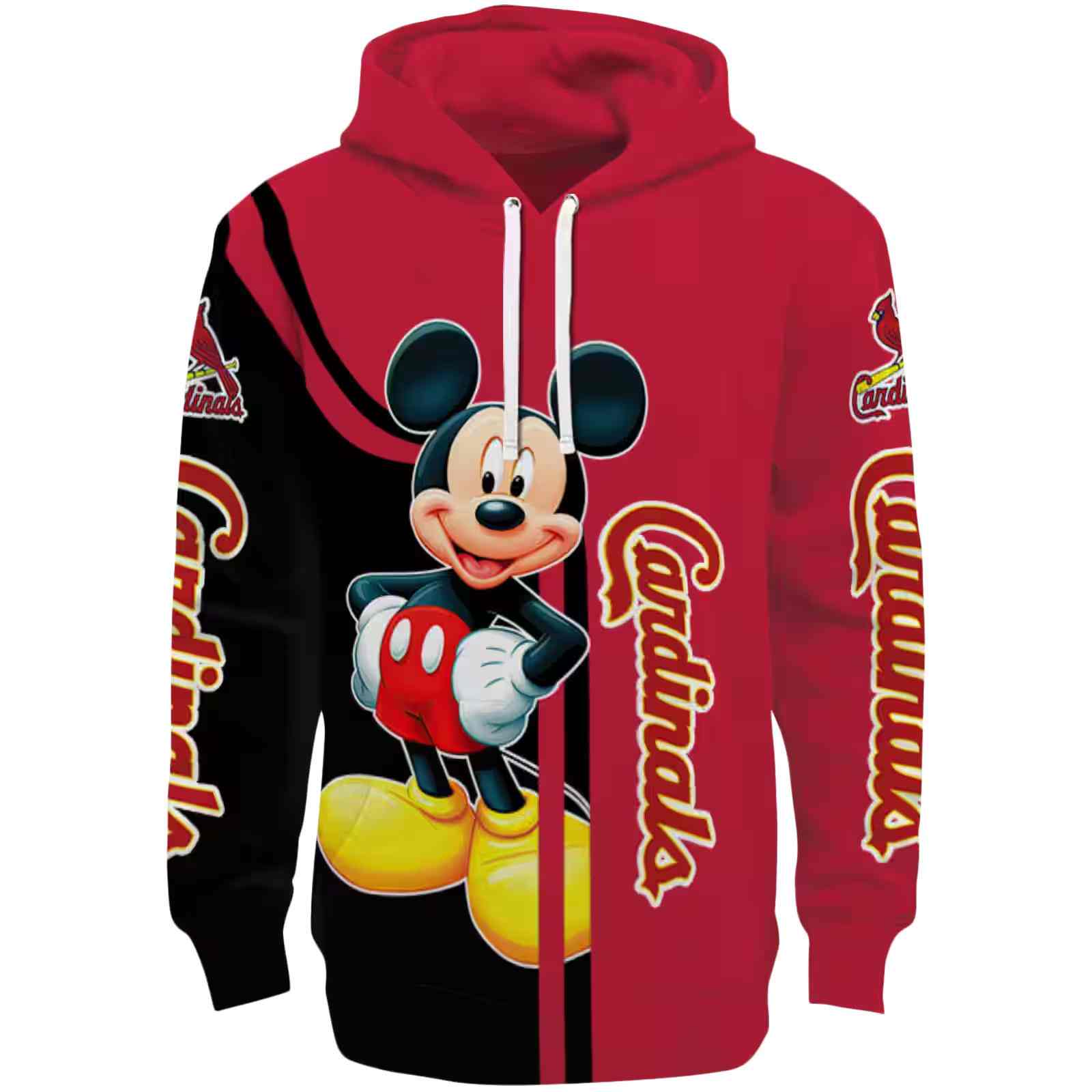 St. Louis Cardinals Mickey Mouse Red Black Hoodie