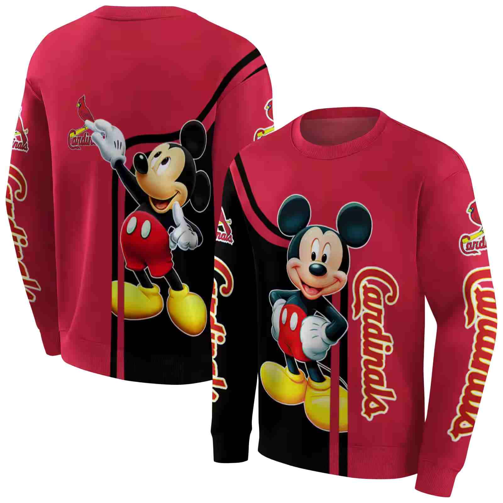 st louis cardinals mickey mouse red black hoodie premium grade