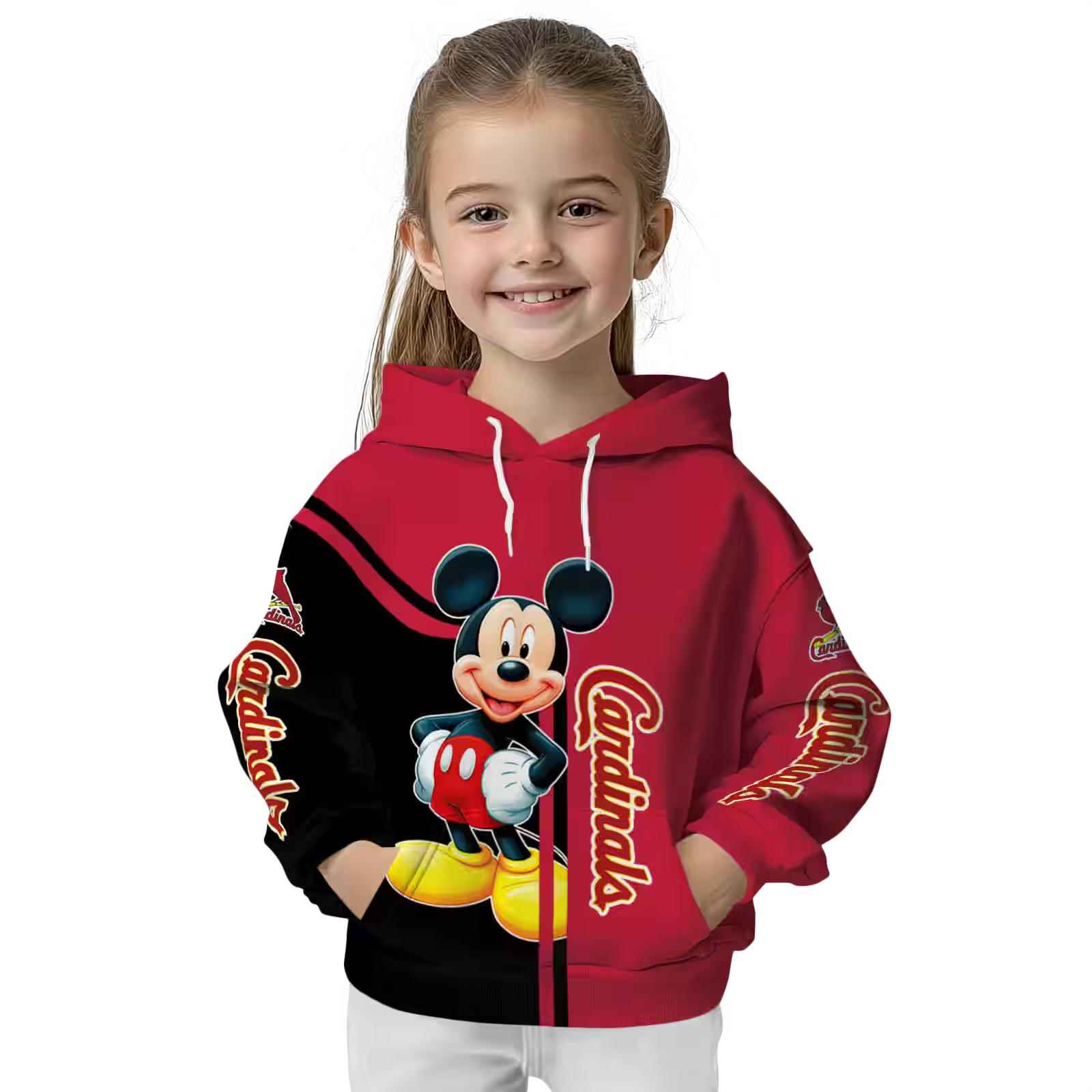 st louis cardinals mickey mouse red black hoodie top rated