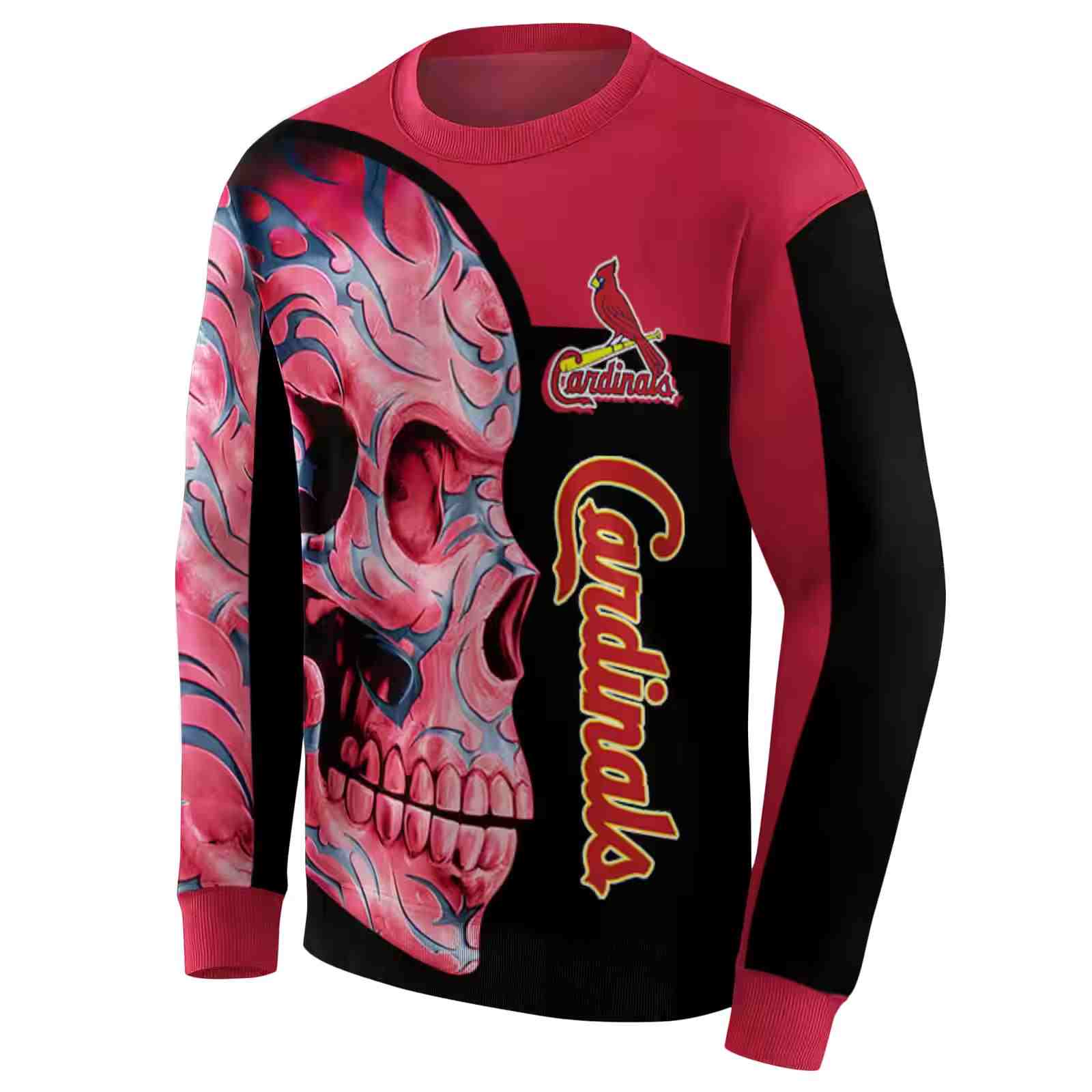 st louis cardinals skull motif red black hoodie new arrival