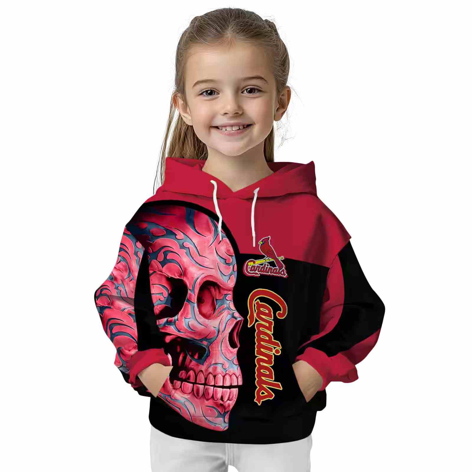 st louis cardinals skull motif red black hoodie top rated