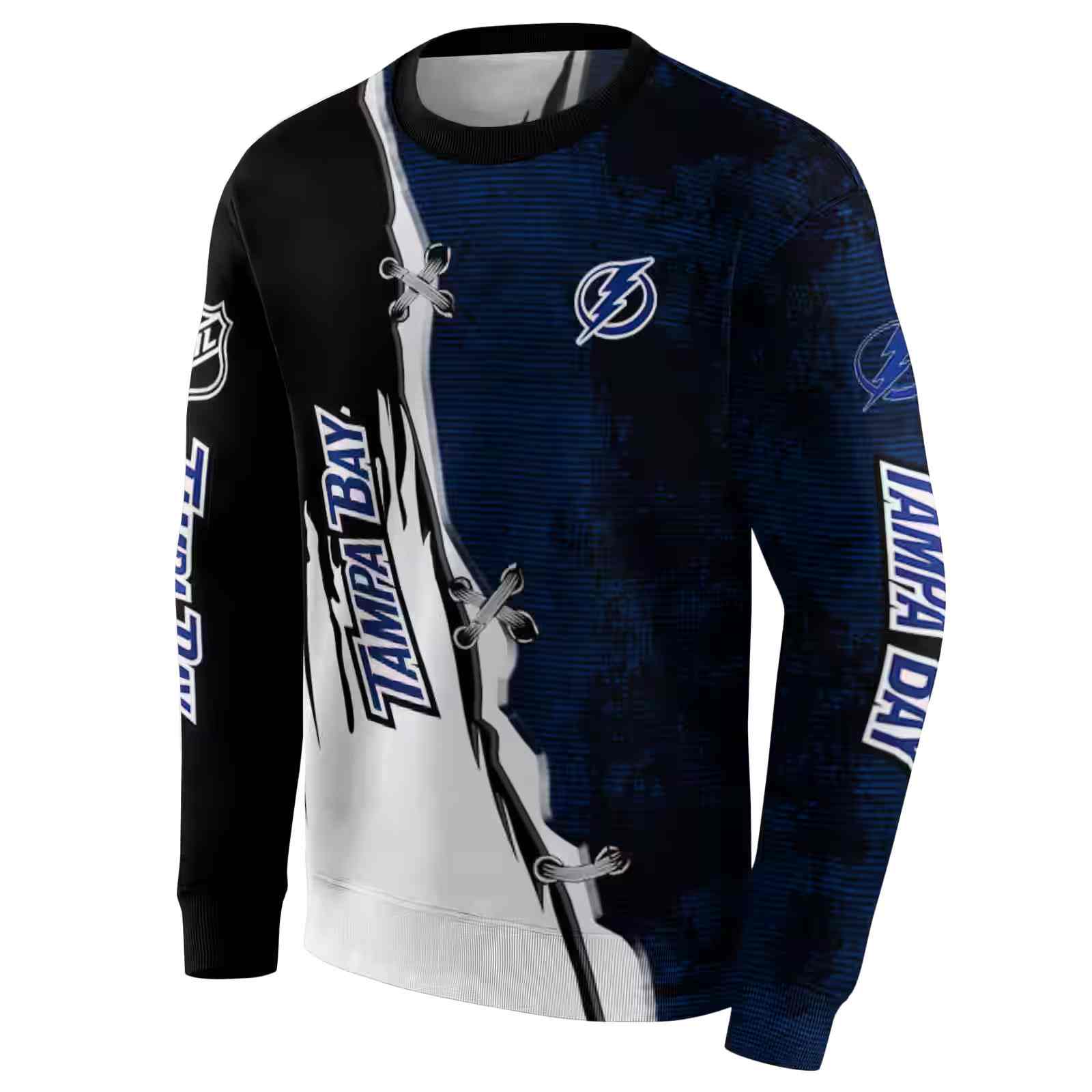 tampa bay lightning ripped pattern blue black white hoodie new arrival