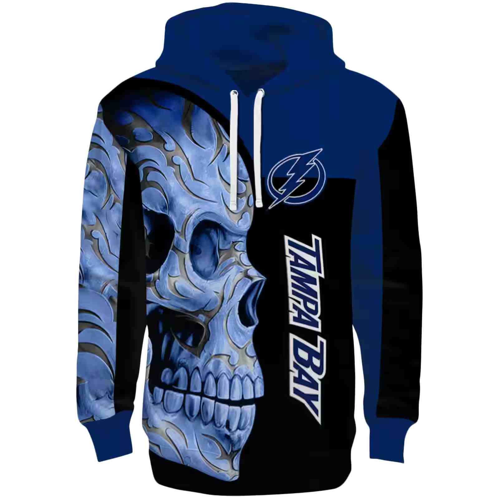 Tampa Bay Lightning Skull Motif Blue Black Hoodie