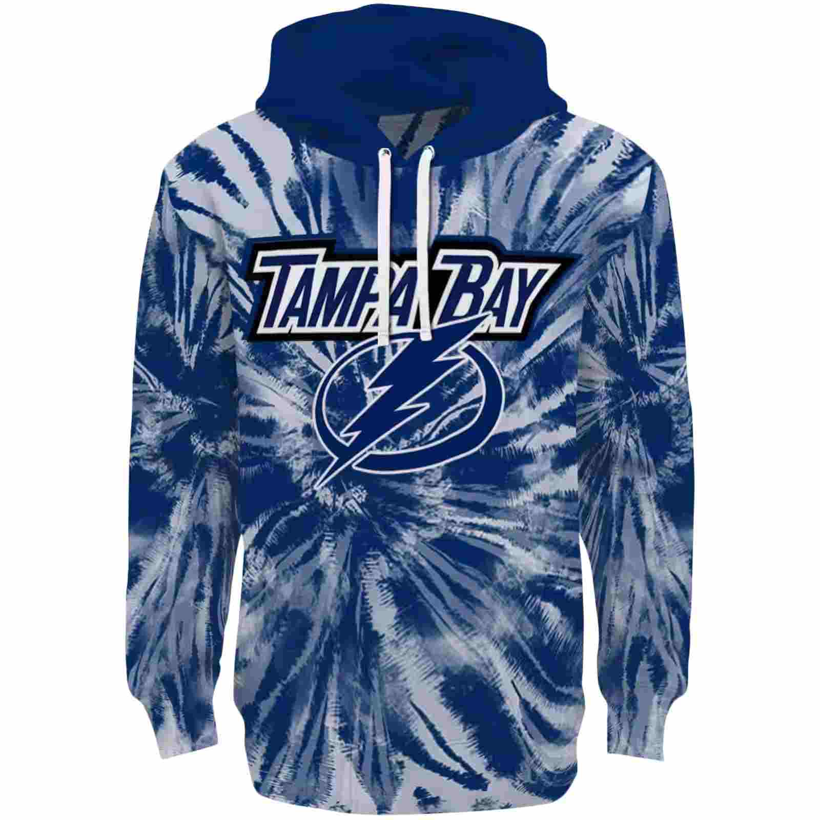 Tampa Bay Lightning Tie Dye Pattern Blue Hoodie