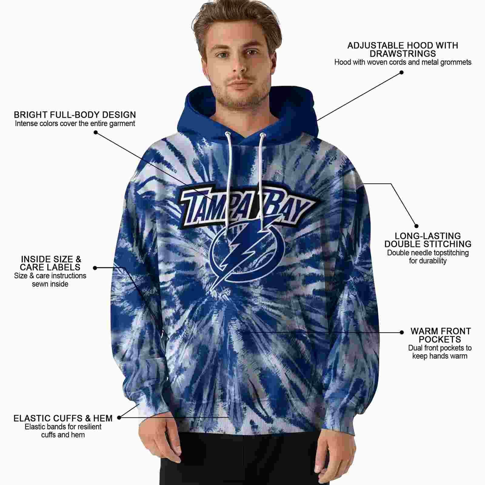 tampa bay lightning tie dye pattern blue hoodie latest model