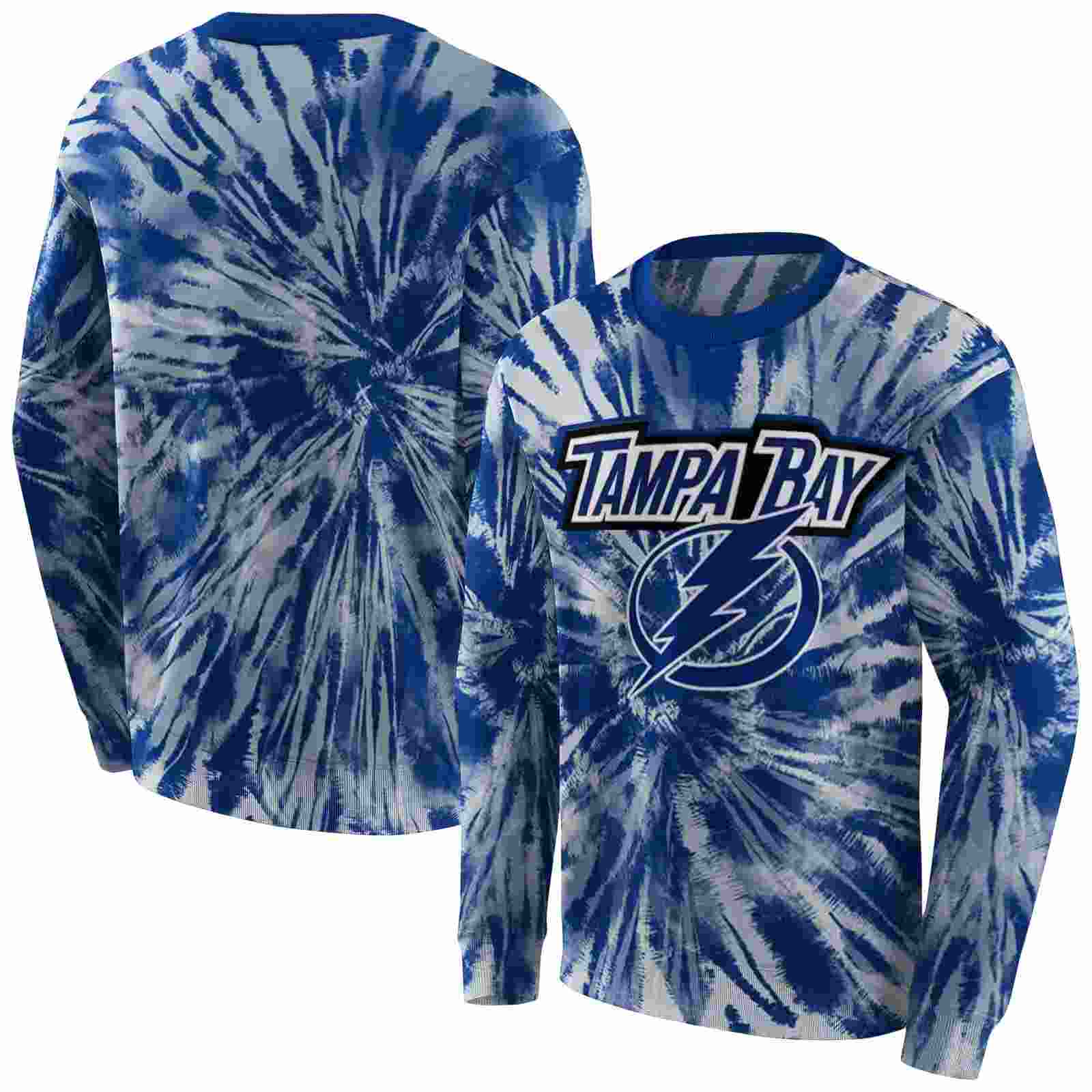 tampa bay lightning tie dye pattern blue hoodie premium grade