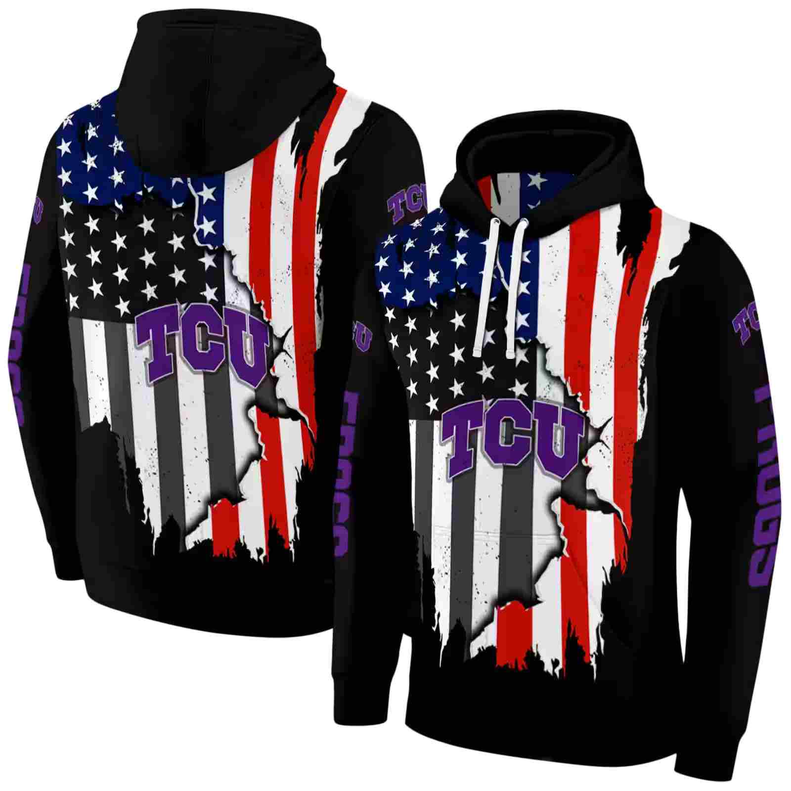 tcu horned frogs american pride black hoodie fashion forward