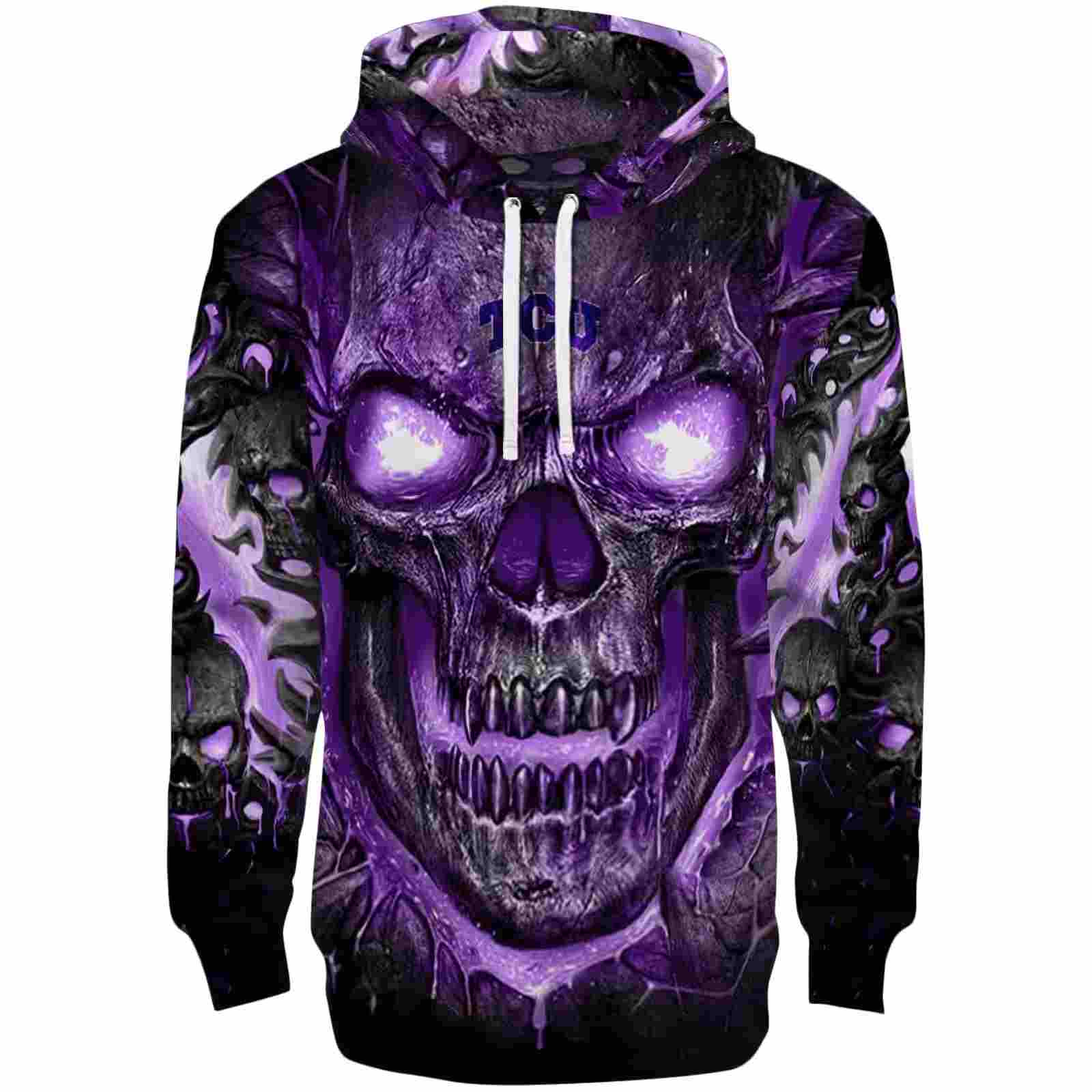 TCU Horned Frogs Demonic Skull Purple Black Hoodie