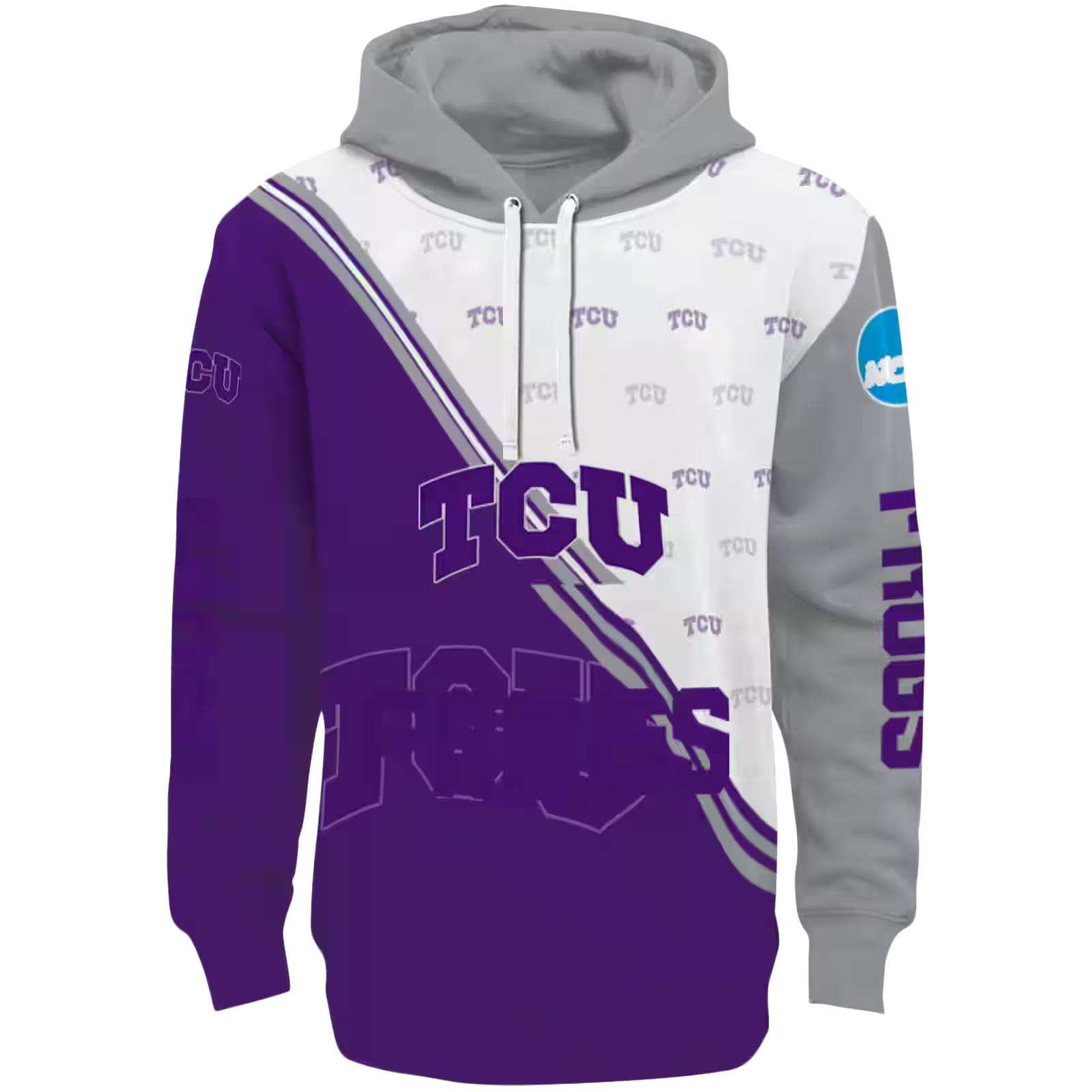 TCU Horned Frogs Diagonal Stripe Purple White Hoodie