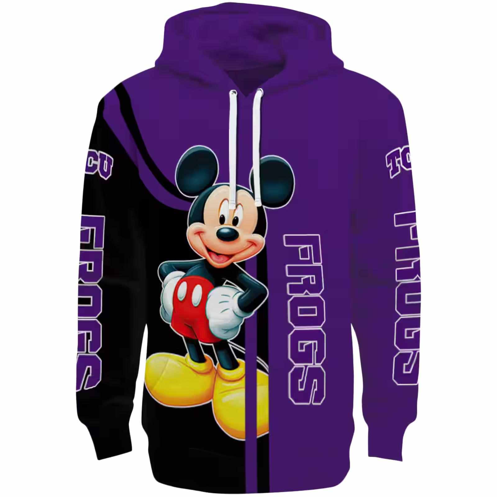 TCU Horned Frogs Mickey Mouse Purple Black Hoodie