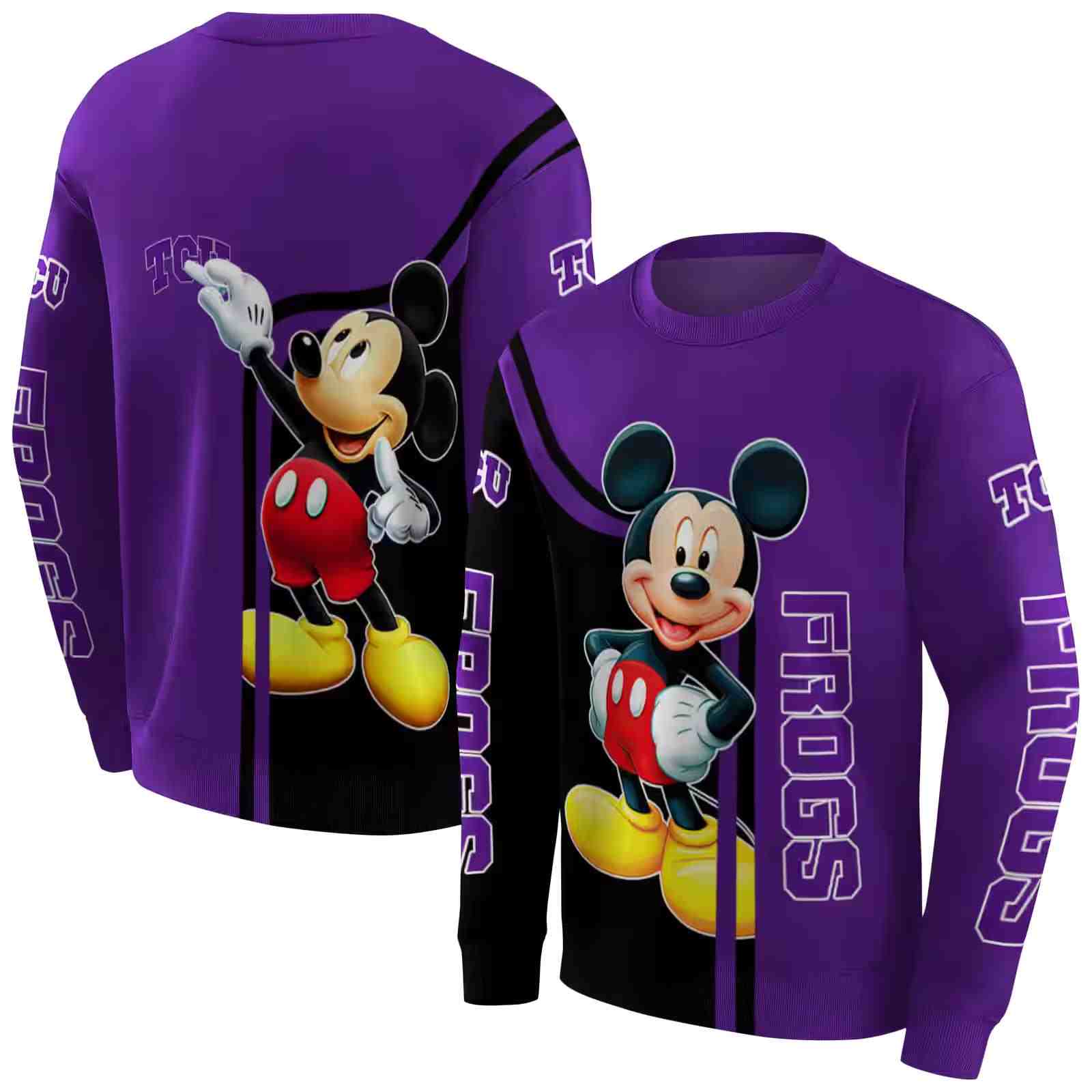 tcu horned frogs mickey mouse purple black hoodie premium grade