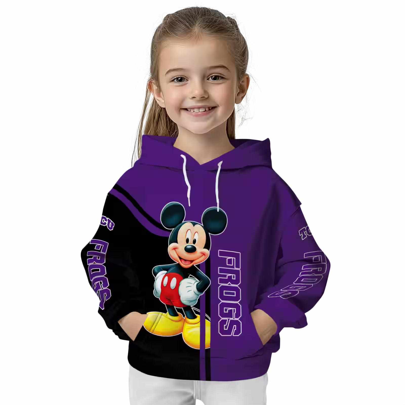 tcu horned frogs mickey mouse purple black hoodie top rated