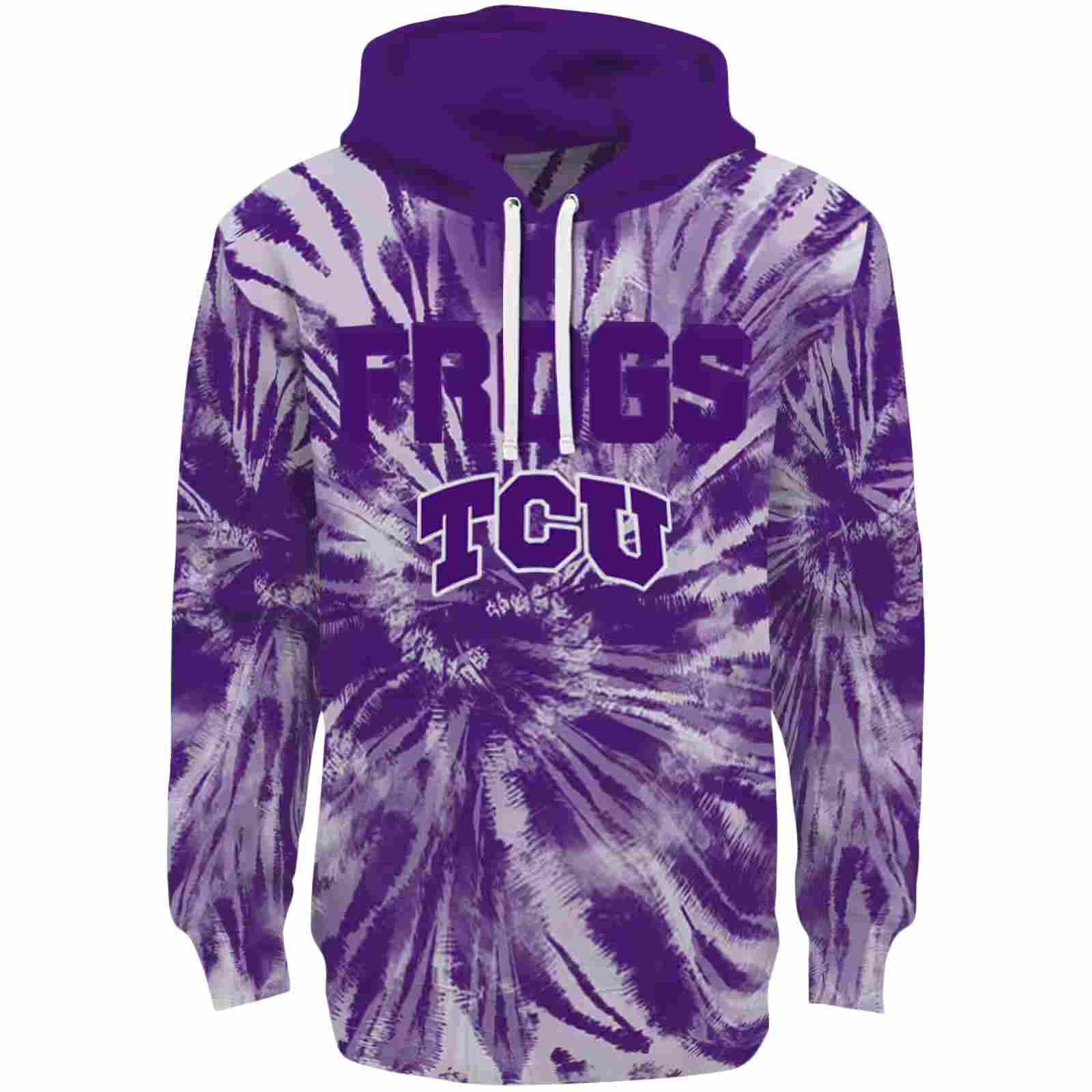 TCU Horned Frogs Tie Dye Pattern Purple Hoodie